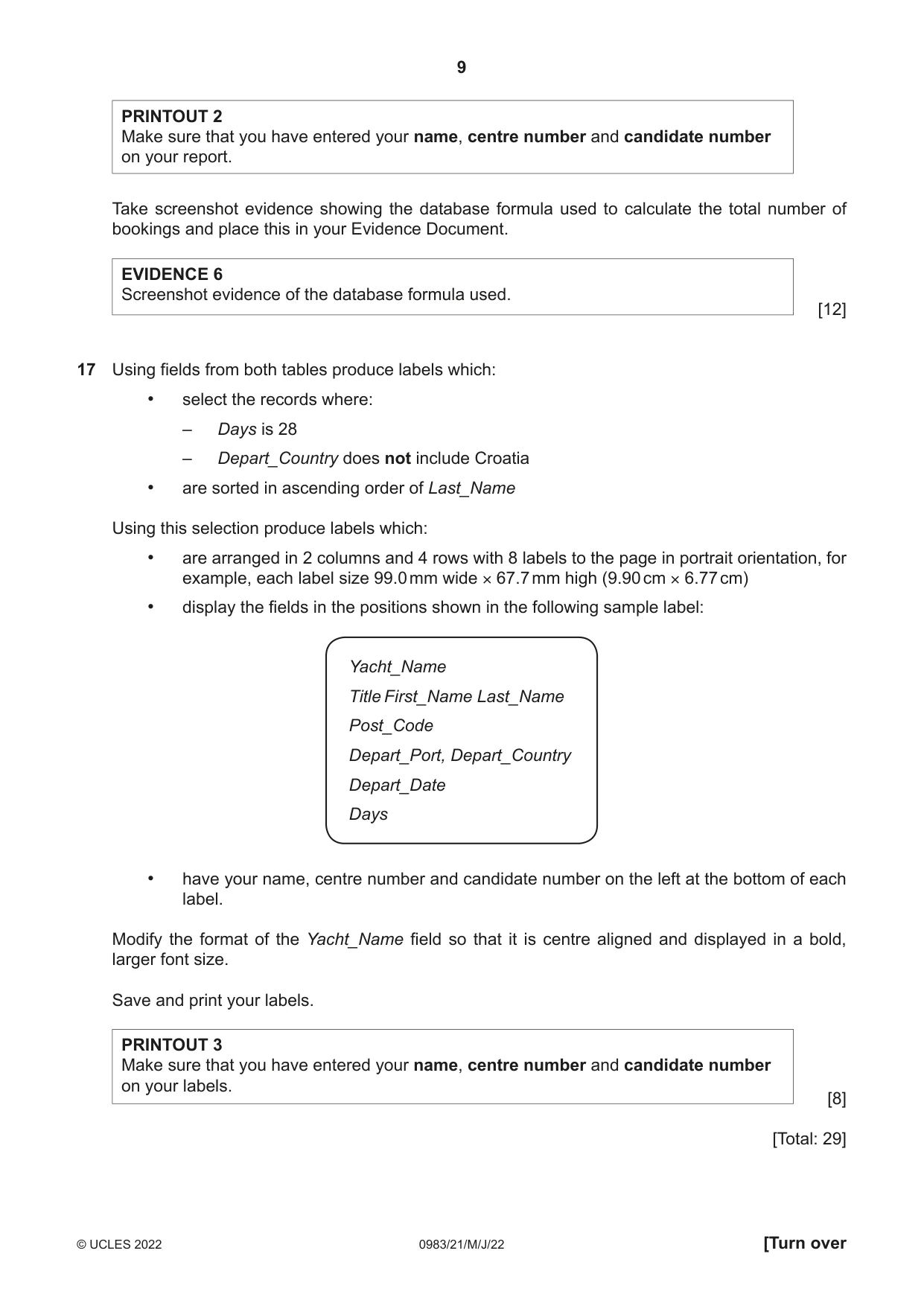 Cambridge IGCSE Information and Communication Technology (9-1) 0983 2022 May/June Paper 2 · Variant 1 question paper, page 9 of 16