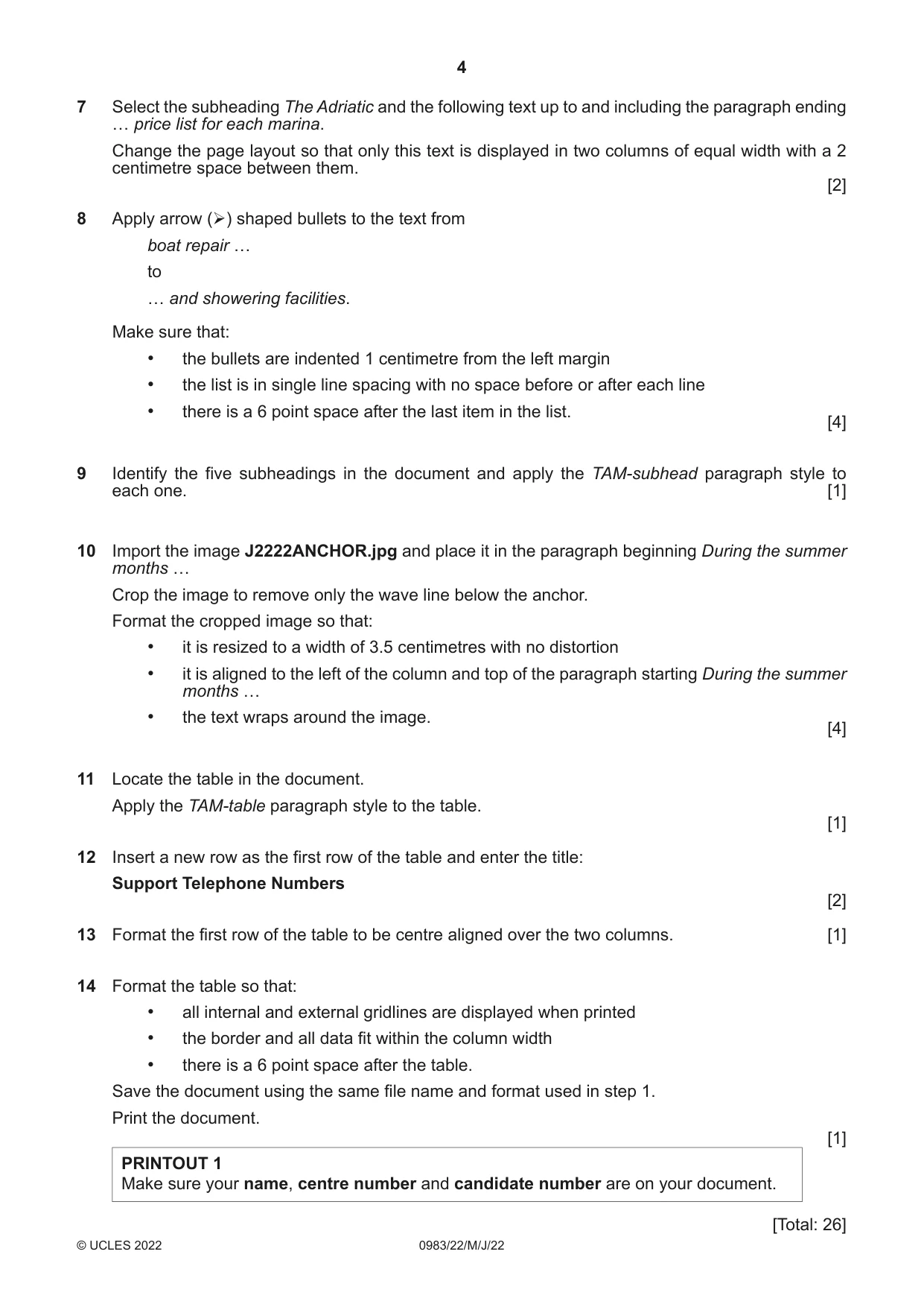Cambridge IGCSE Information and Communication Technology (9-1) 0983 2022 May/June Paper 2 · Variant 2 question paper, page 4 of 12