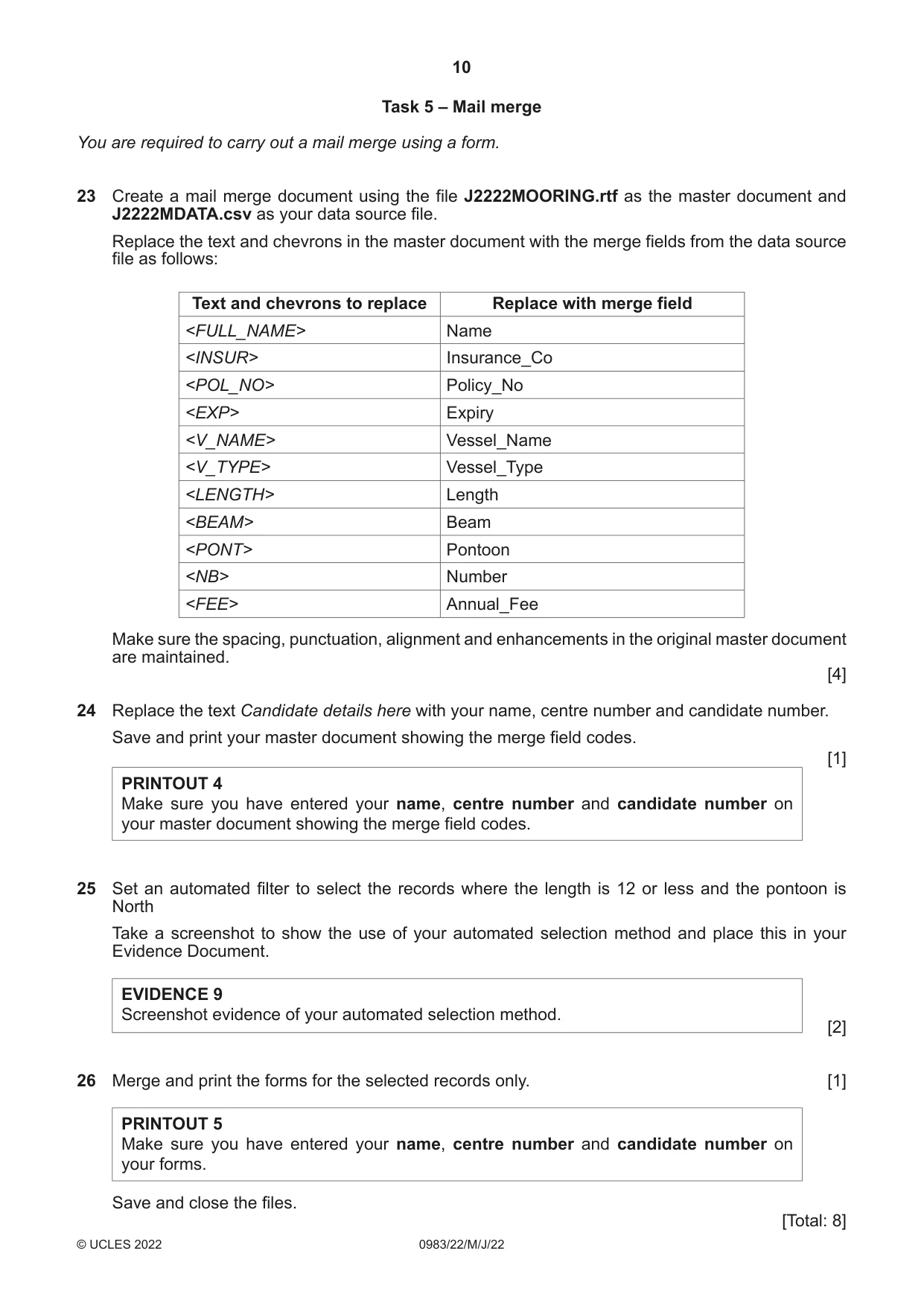 Cambridge IGCSE Information and Communication Technology (9-1) 0983 2022 May/June Paper 2 · Variant 2 question paper, page 10 of 12
