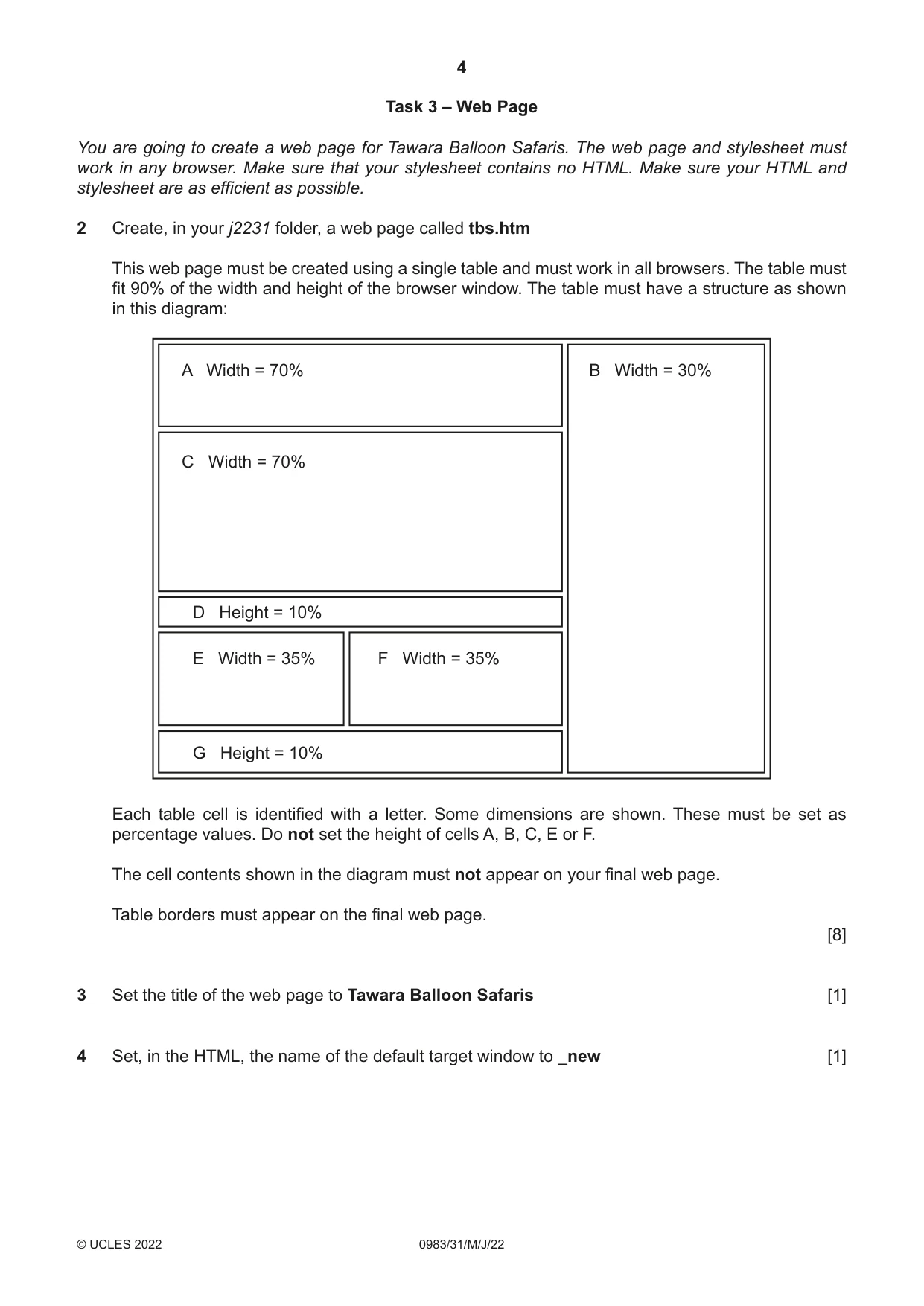 Cambridge IGCSE Information and Communication Technology (9-1) 0983 2022 May/June Paper 3 · Variant 1 question paper, page 4 of 8