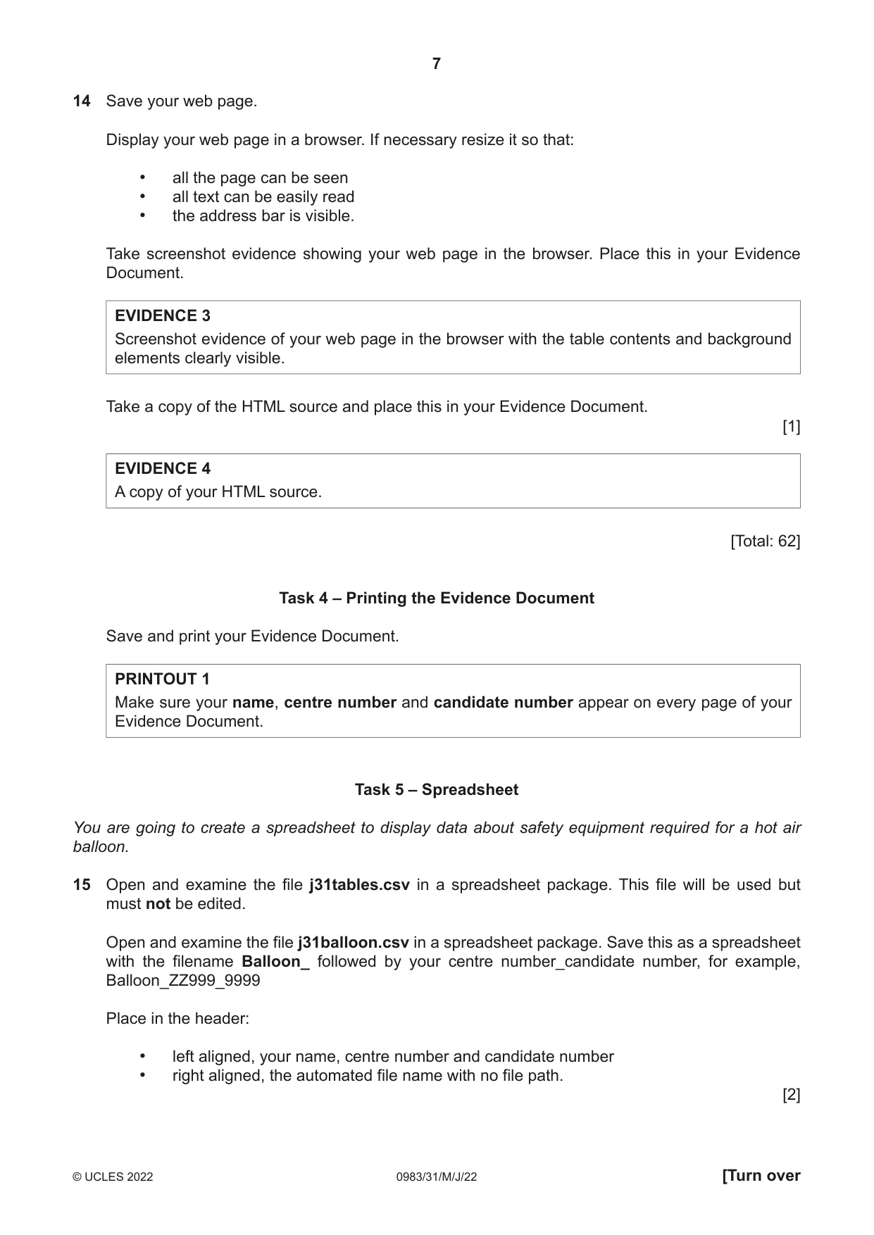 Cambridge IGCSE Information and Communication Technology (9-1) 0983 2022 May/June Paper 3 · Variant 1 question paper, page 7 of 8