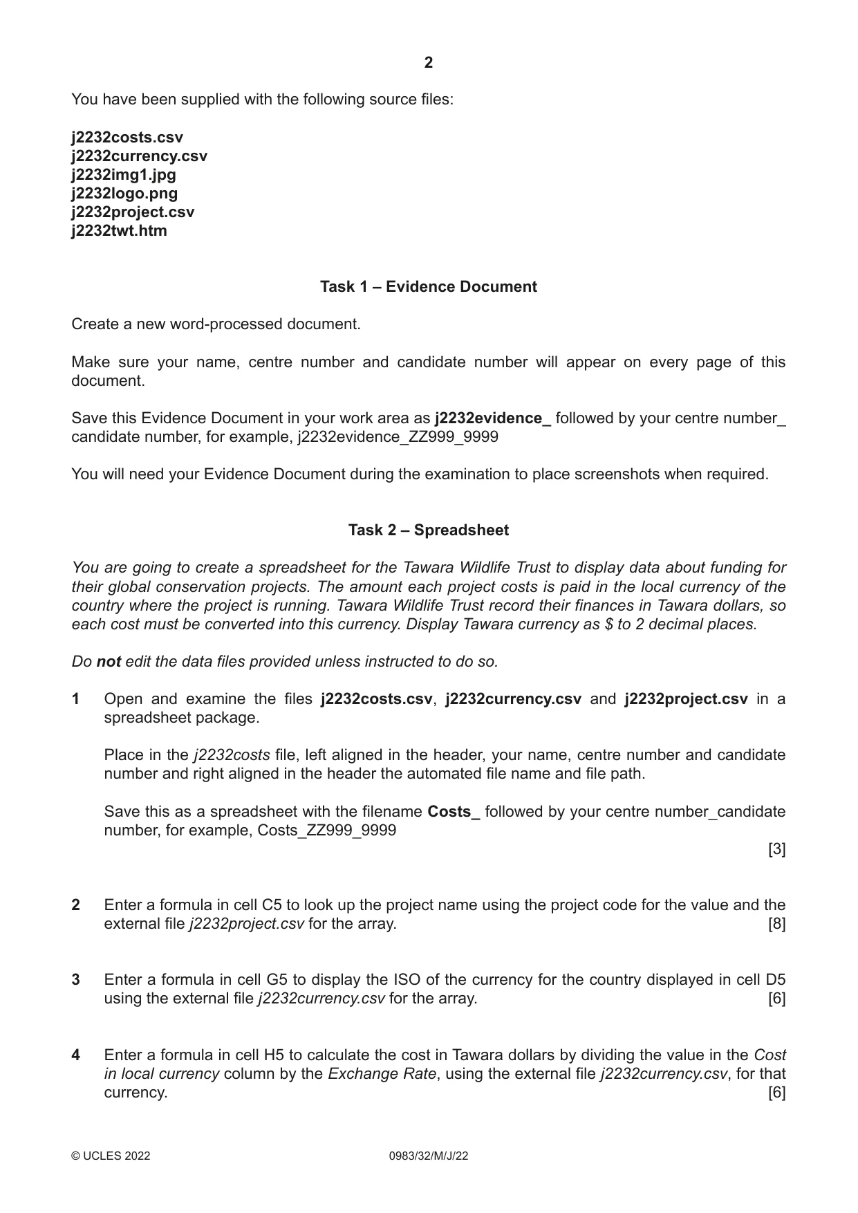 Cambridge IGCSE Information and Communication Technology (9-1) 0983 2022 May/June Paper 3 · Variant 2 question paper, page 2 of 8