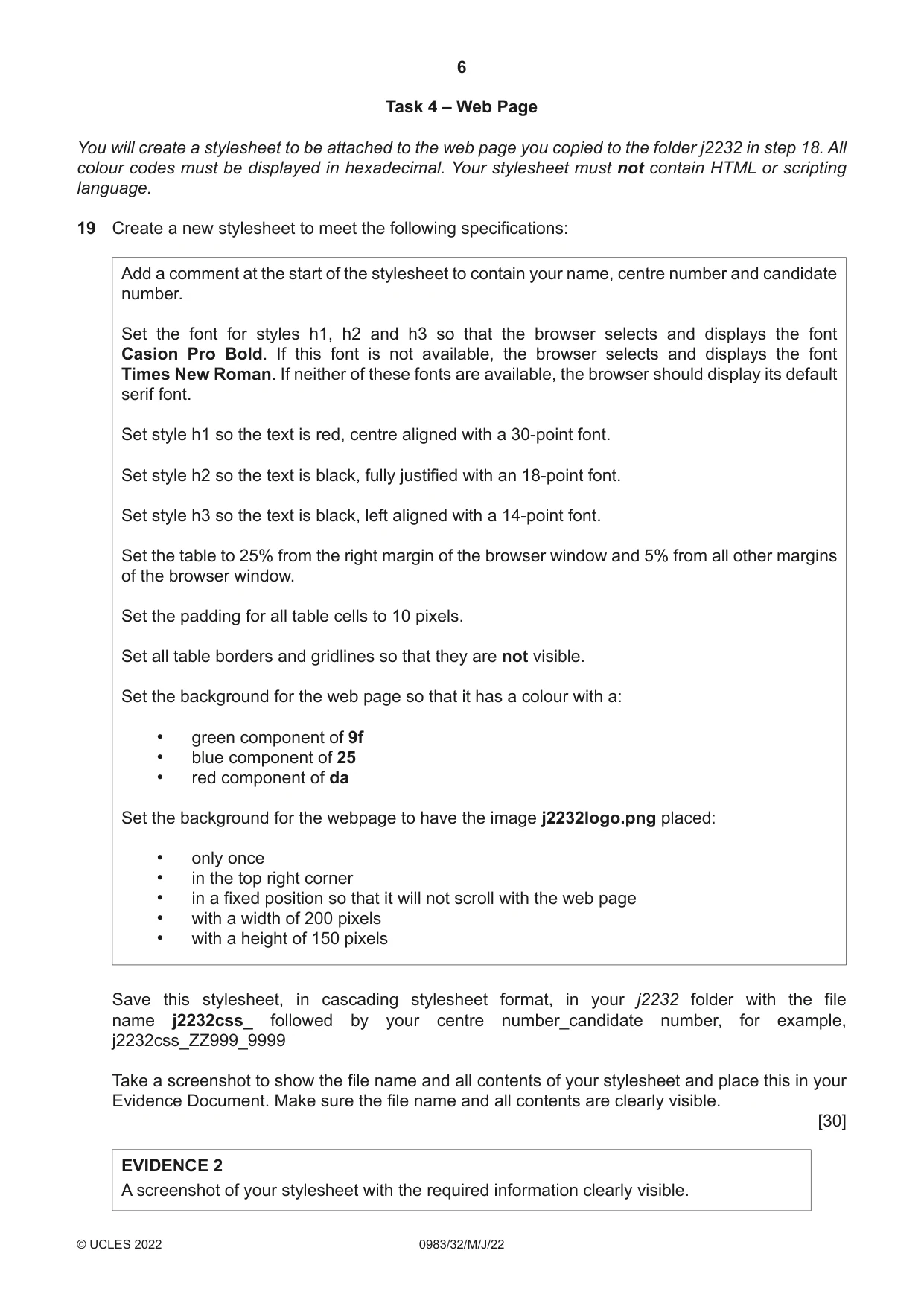 Cambridge IGCSE Information and Communication Technology (9-1) 0983 2022 May/June Paper 3 · Variant 2 question paper, page 6 of 8