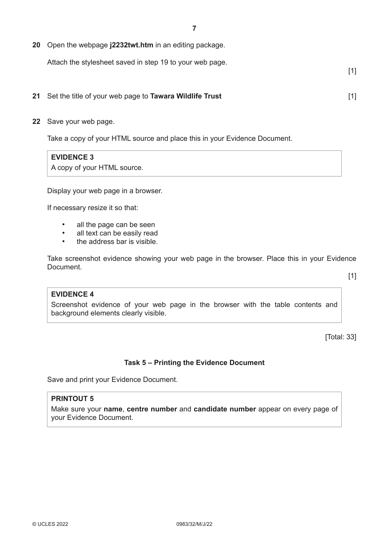 Cambridge IGCSE Information and Communication Technology (9-1) 0983 2022 May/June Paper 3 · Variant 2 question paper, page 7 of 8