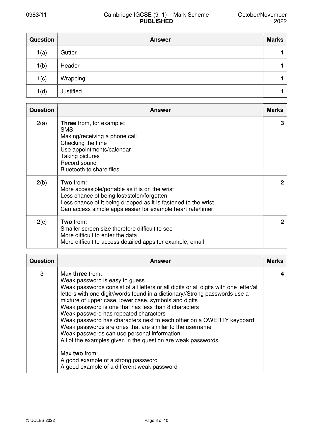 Mark scheme, page 3 of 10