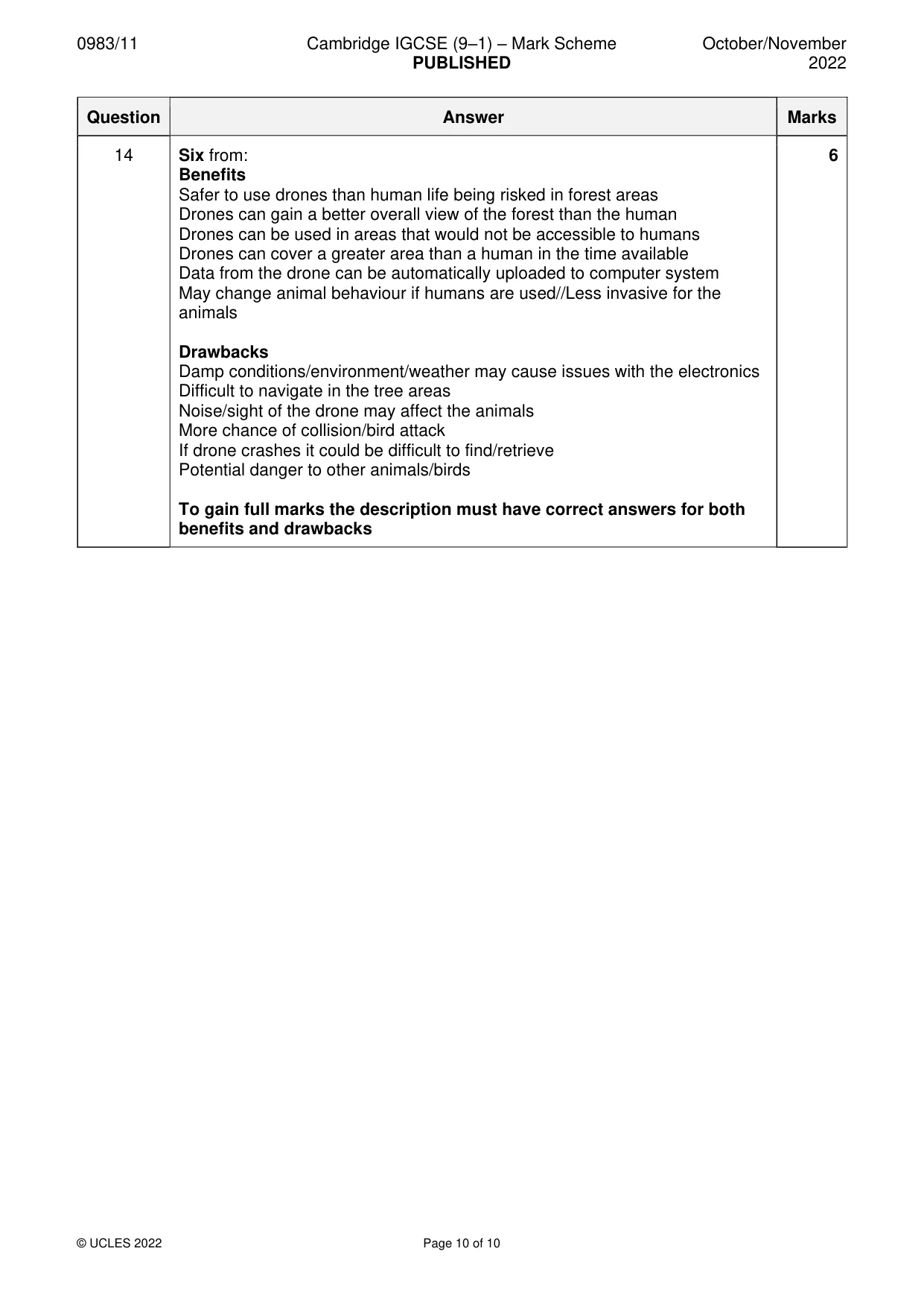 Mark scheme, page 10 of 10