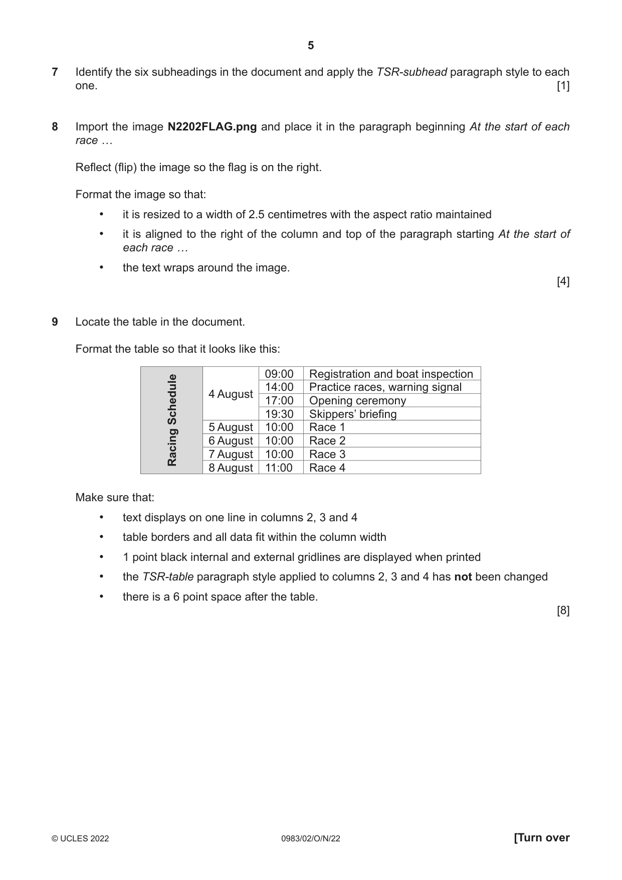 Cambridge IGCSE Information and Communication Technology (9-1) 0983 2022 Oct/Nov Paper 2 · Variant 0 question paper, page 5 of 16
