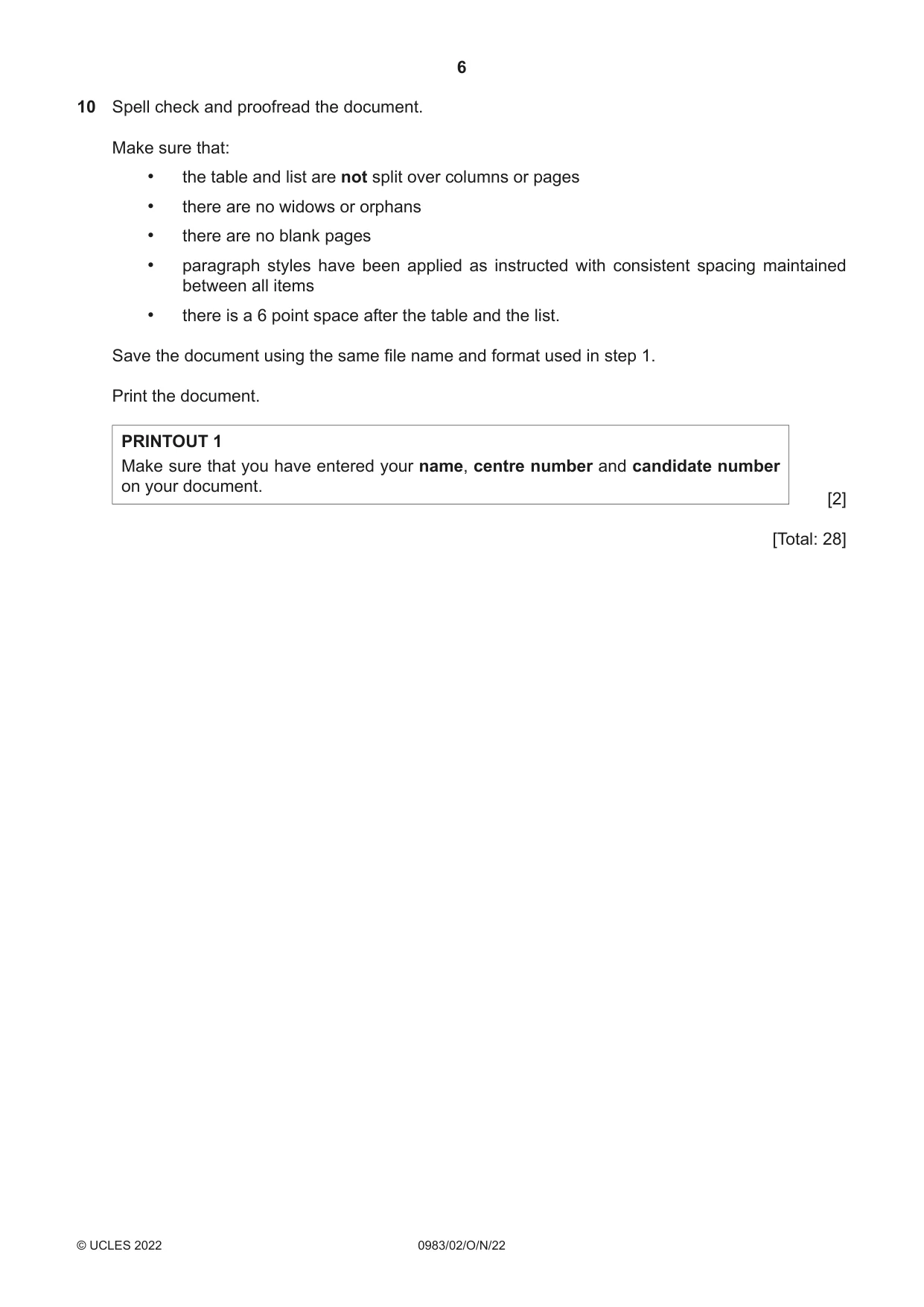 Cambridge IGCSE Information and Communication Technology (9-1) 0983 2022 Oct/Nov Paper 2 · Variant 0 question paper, page 6 of 16