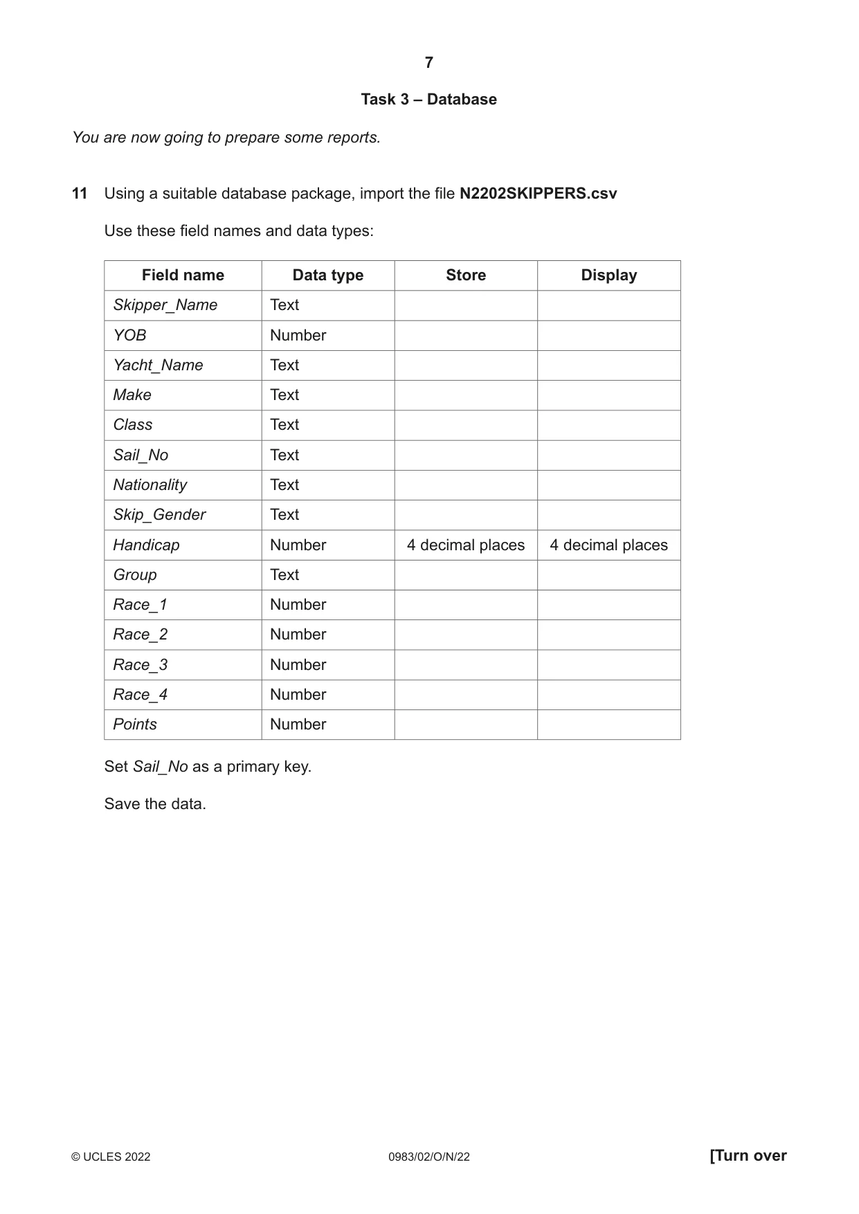 Cambridge IGCSE Information and Communication Technology (9-1) 0983 2022 Oct/Nov Paper 2 · Variant 0 question paper, page 7 of 16