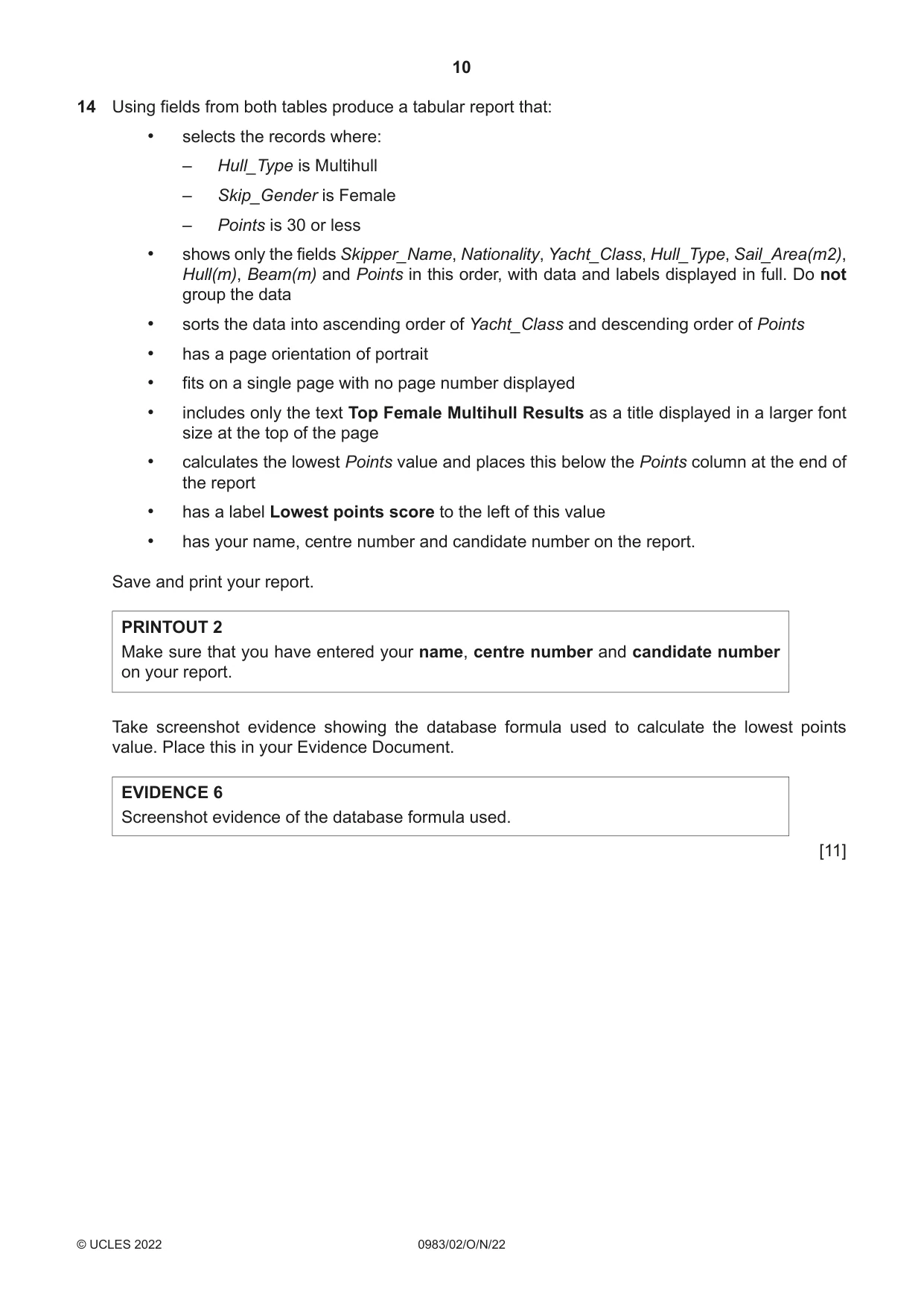 Cambridge IGCSE Information and Communication Technology (9-1) 0983 2022 Oct/Nov Paper 2 · Variant 0 question paper, page 10 of 16