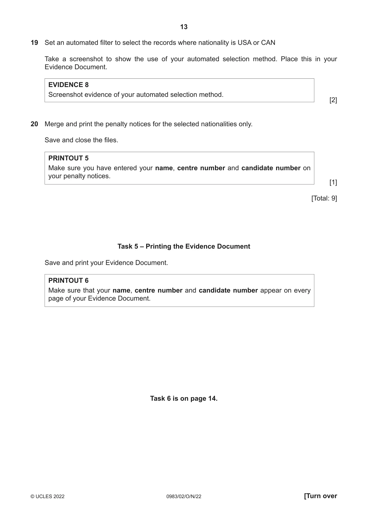 Cambridge IGCSE Information and Communication Technology (9-1) 0983 2022 Oct/Nov Paper 2 · Variant 0 question paper, page 13 of 16