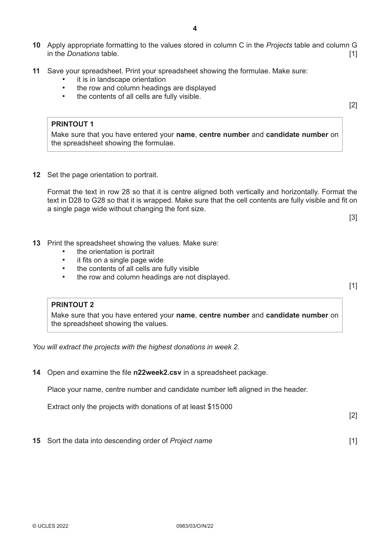 Cambridge IGCSE Information and Communication Technology (9-1) 0983 2022 Oct/Nov Paper 3 · Variant 0 question paper, page 4 of 8