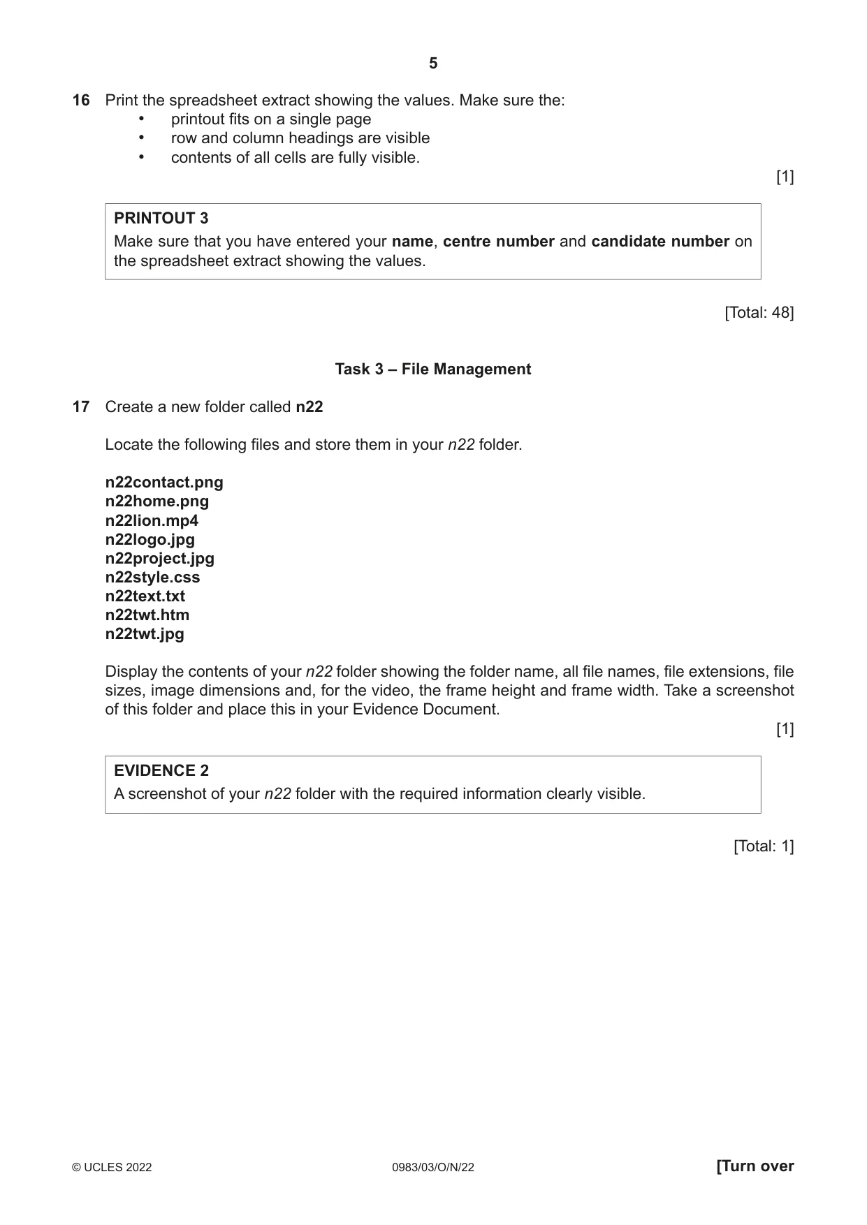Cambridge IGCSE Information and Communication Technology (9-1) 0983 2022 Oct/Nov Paper 3 · Variant 0 question paper, page 5 of 8