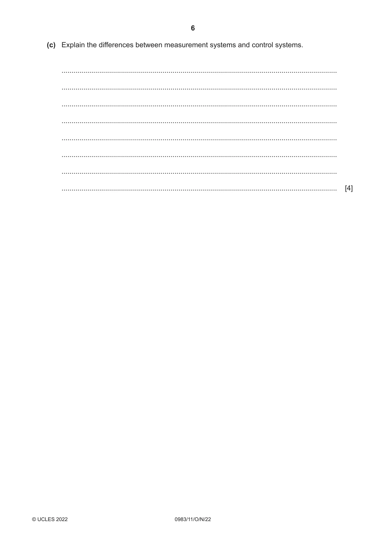 Cambridge IGCSE Information and Communication Technology (9-1) 0983 2022 Oct/Nov Paper 1 · Variant 1 question paper, page 6 of 16