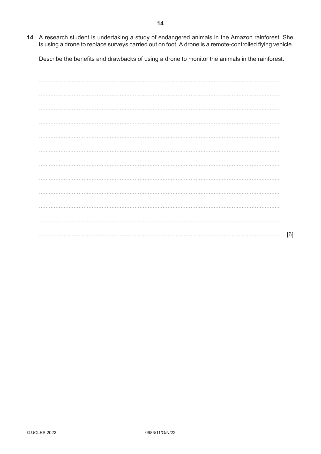 Cambridge IGCSE Information and Communication Technology (9-1) 0983 2022 Oct/Nov Paper 1 · Variant 1 question paper, page 14 of 16