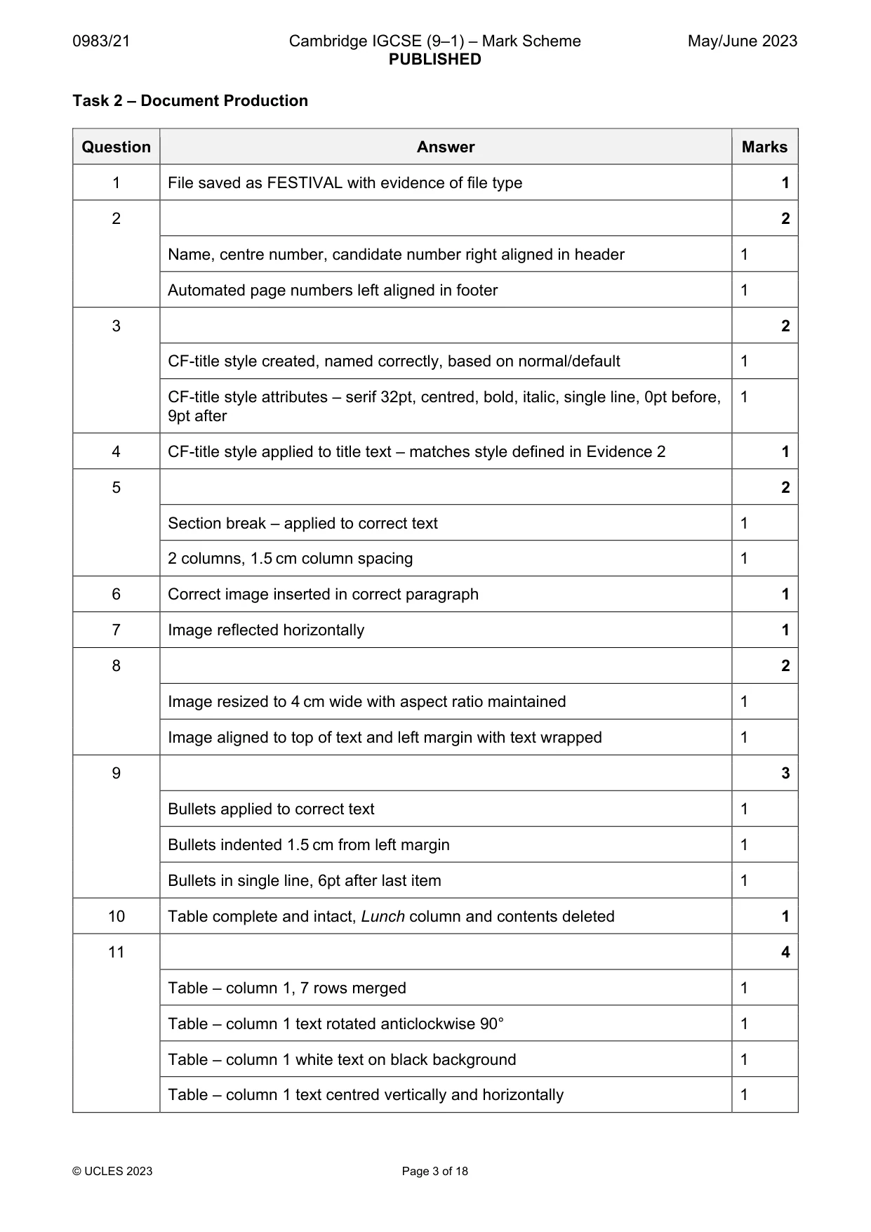 Mark scheme, page 3 of 18