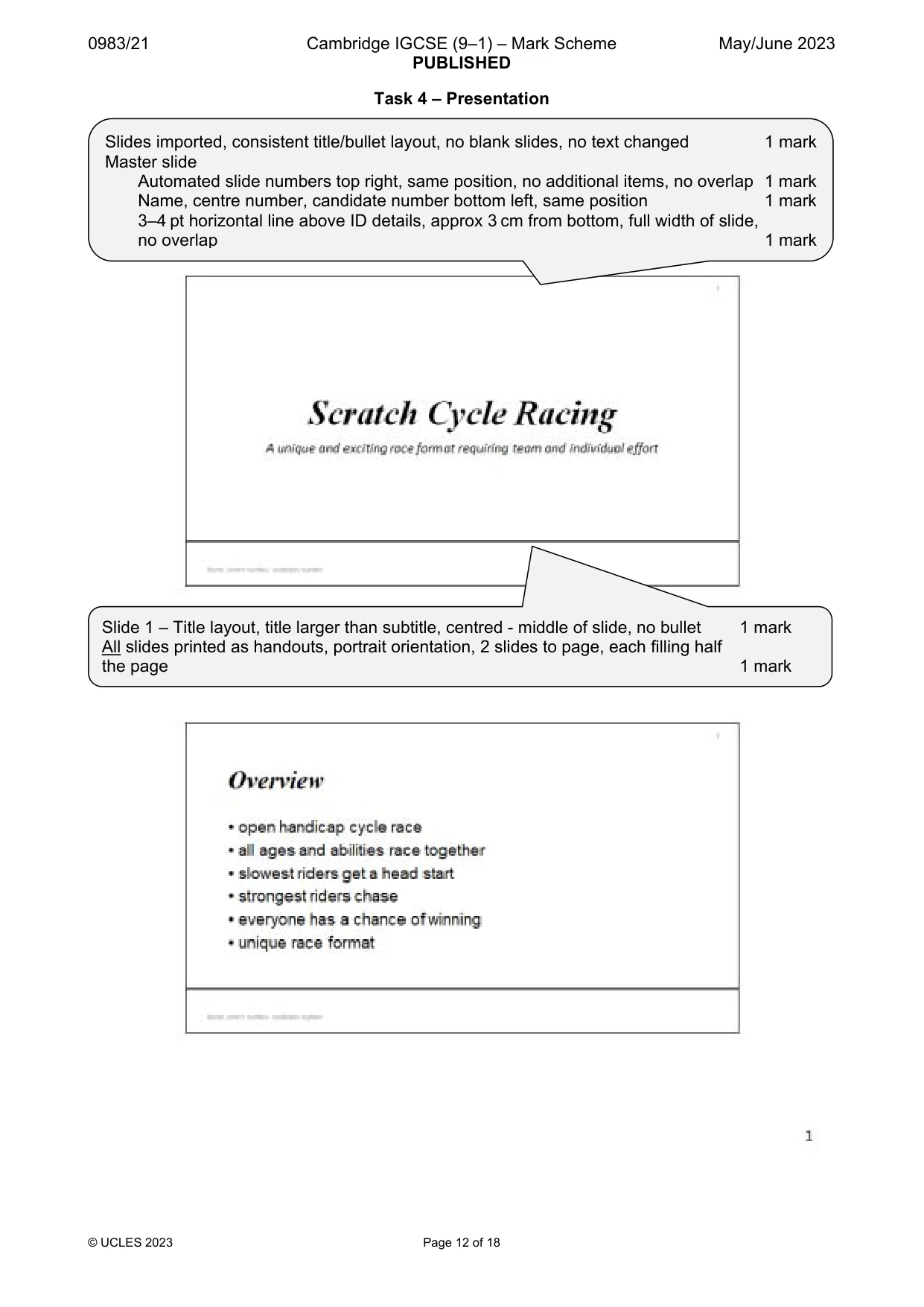 Mark scheme, page 12 of 18