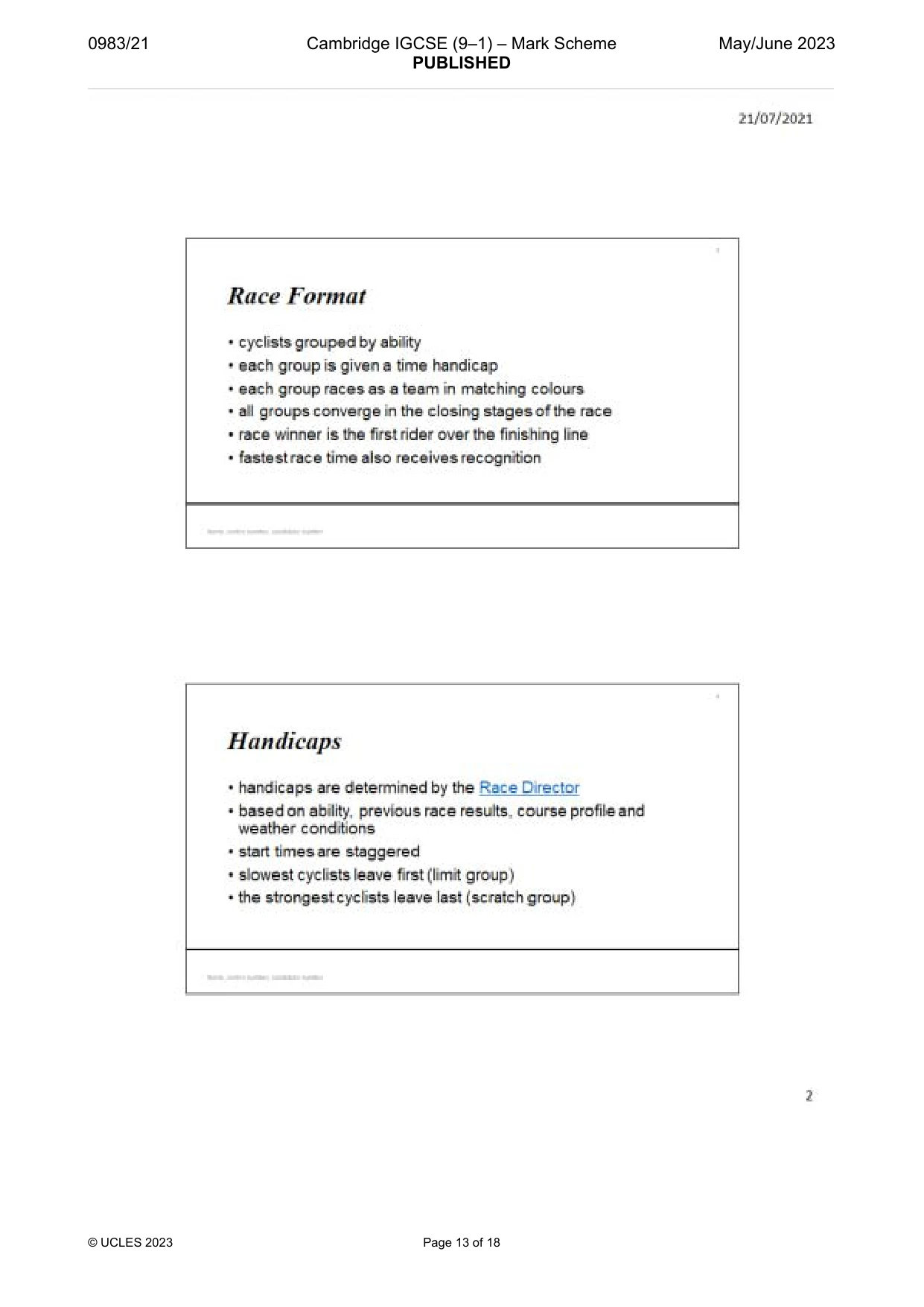 Mark scheme, page 13 of 18