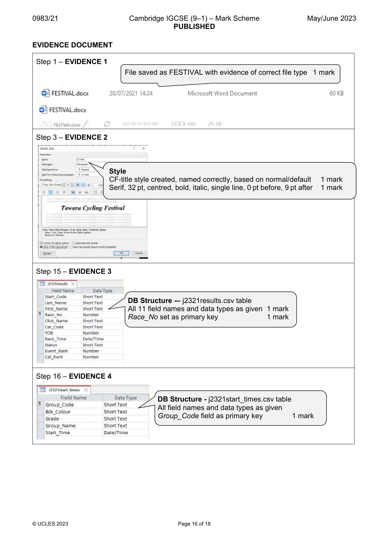Mark scheme, page 16 of 18