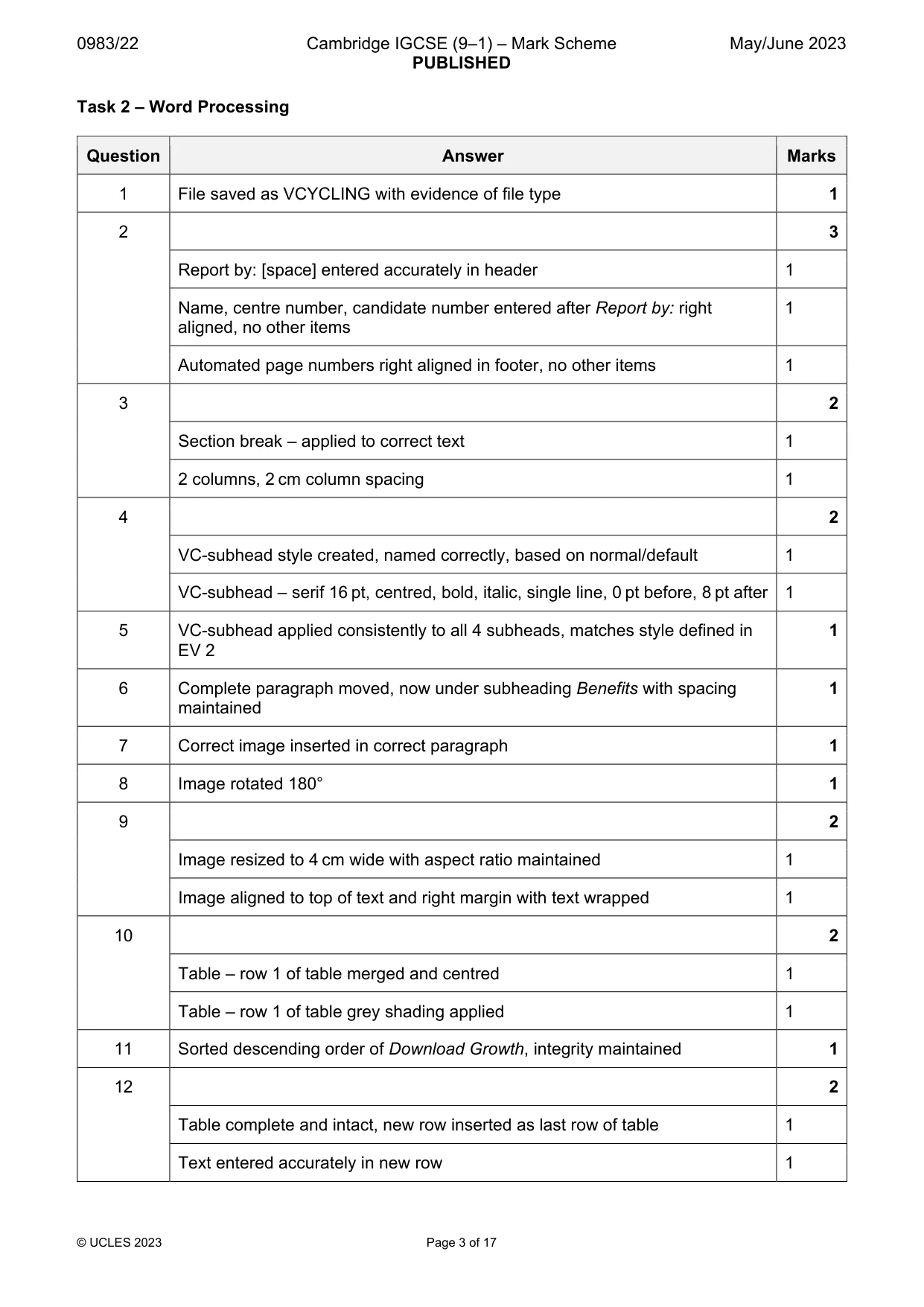 Mark scheme, page 3 of 17