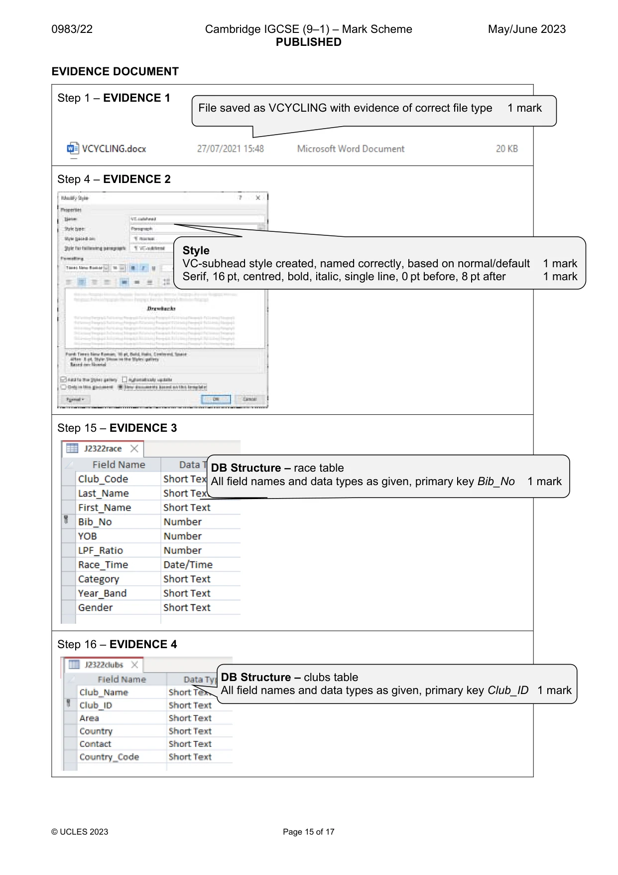 Mark scheme, page 15 of 17