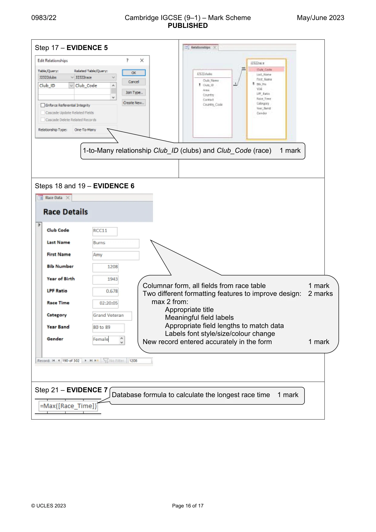 Mark scheme, page 16 of 17