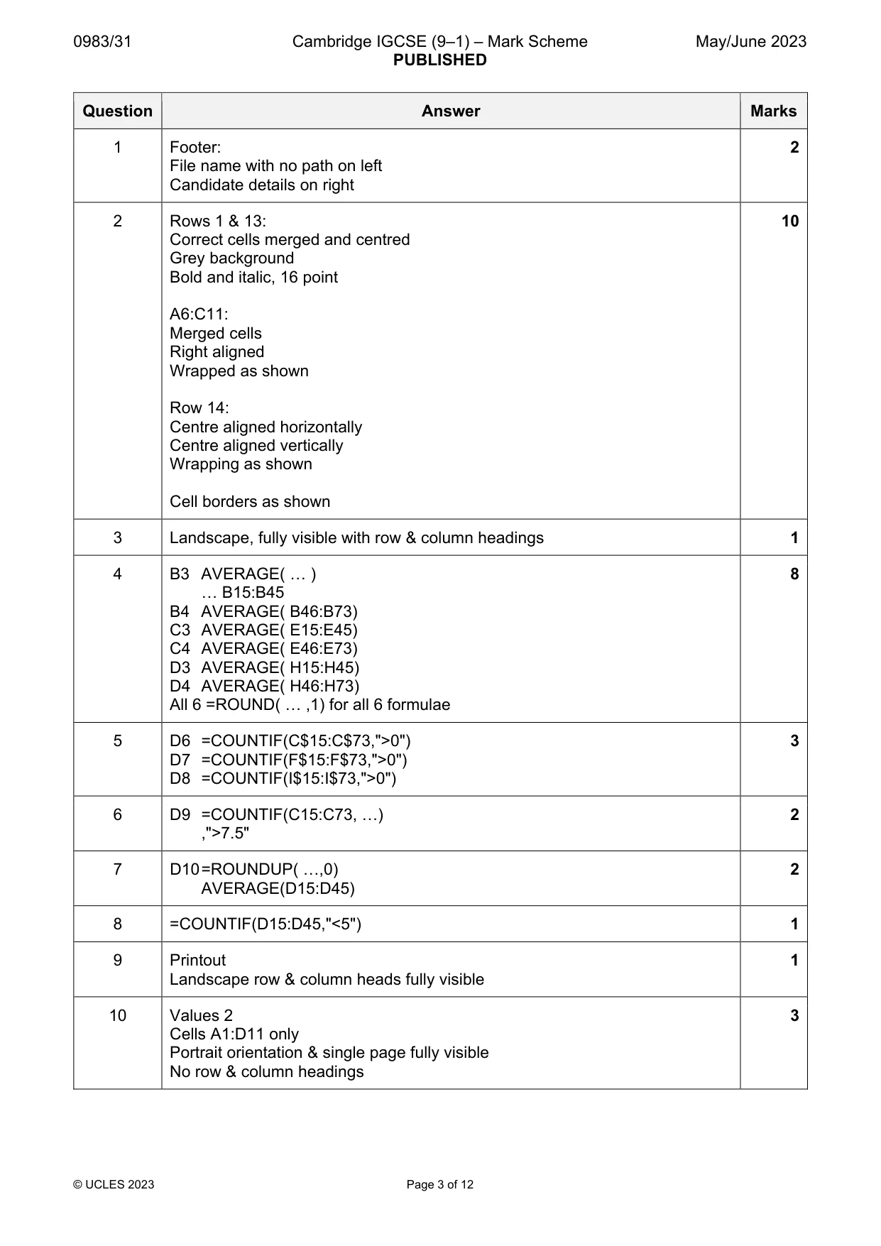 Mark scheme, page 3 of 12