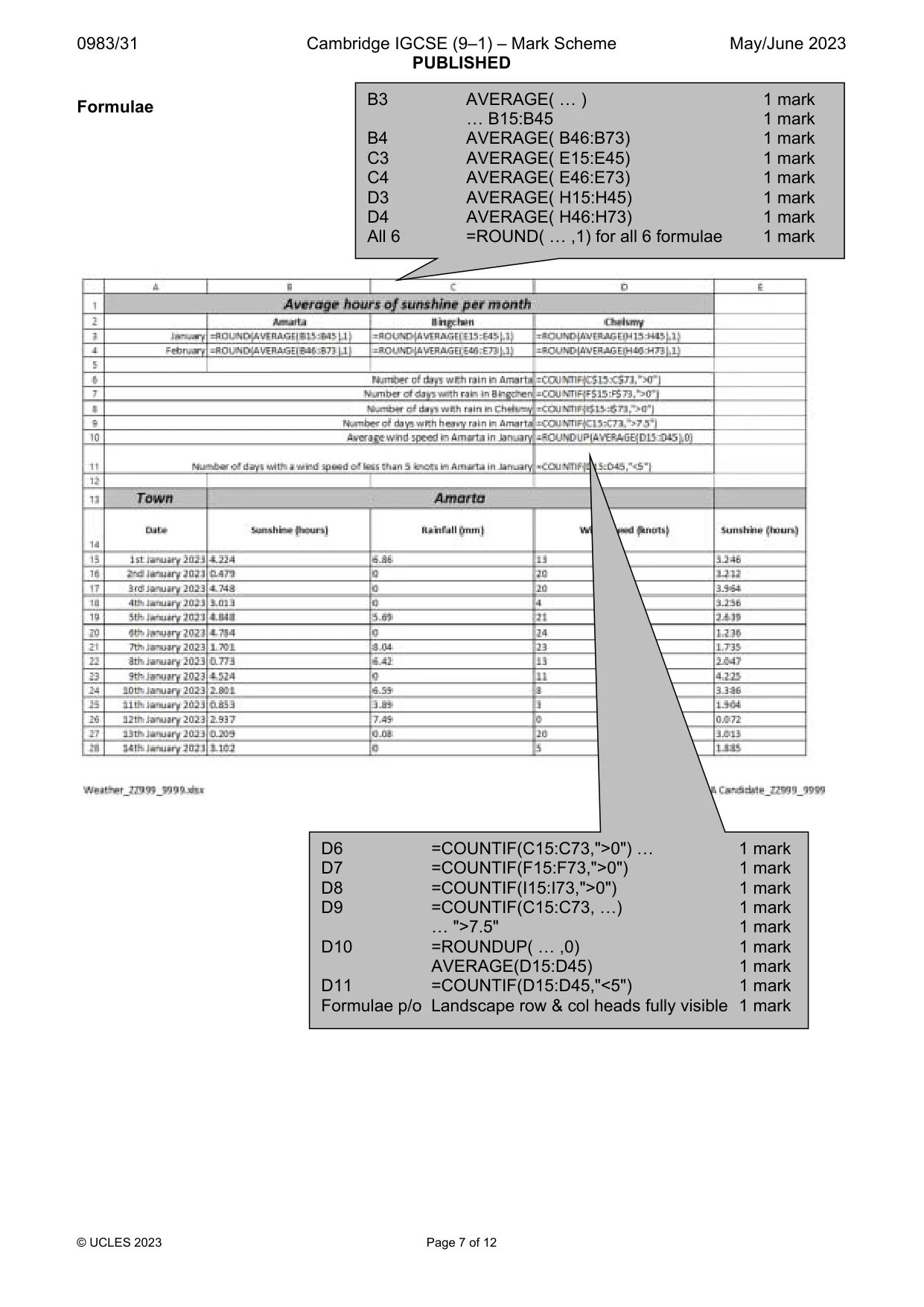 Mark scheme, page 7 of 12