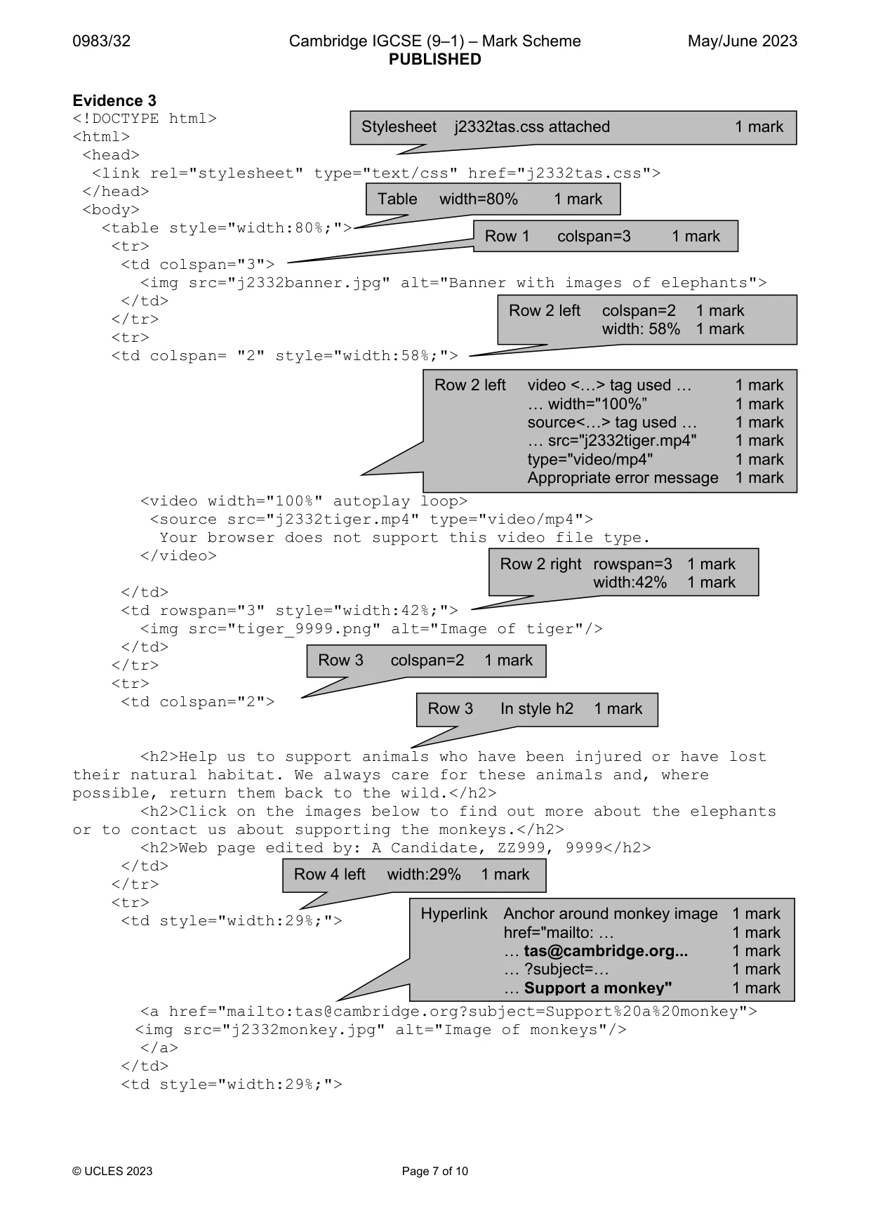 Mark scheme, page 7 of 10