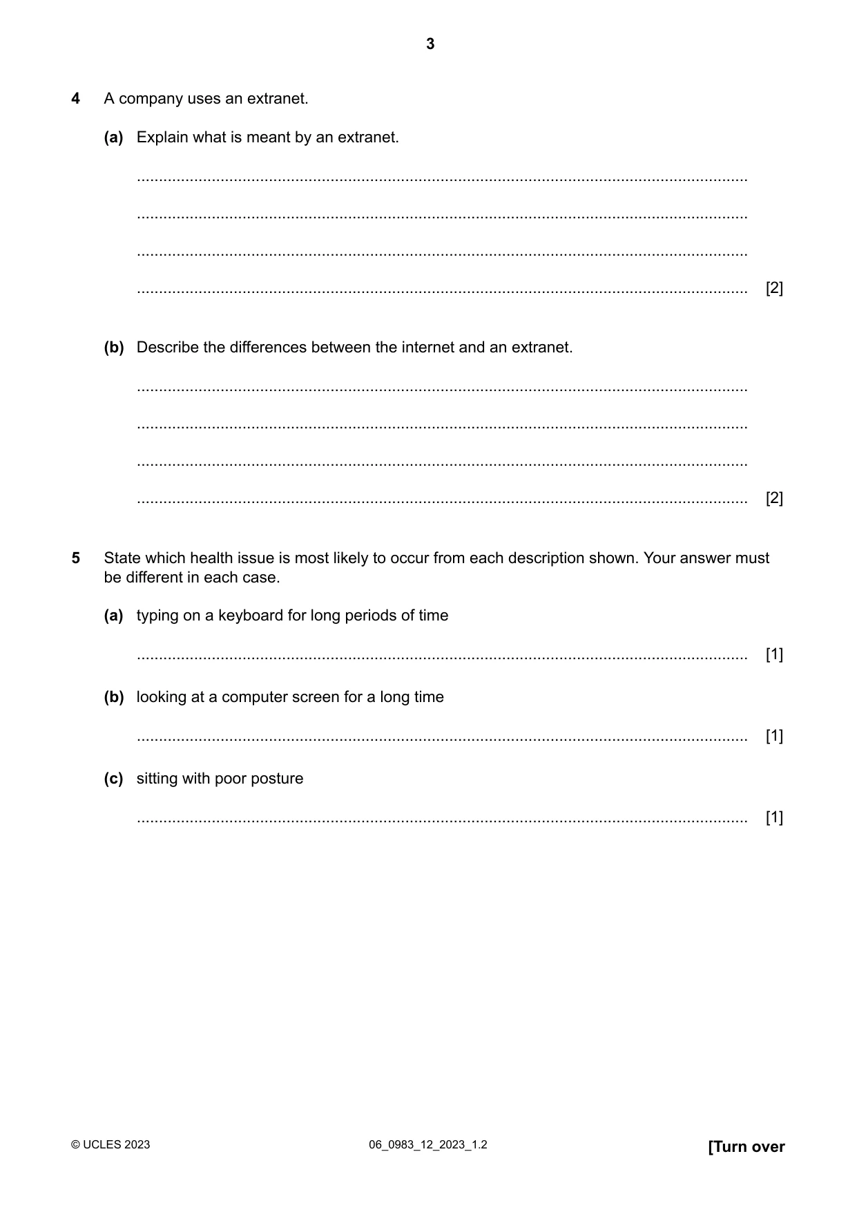 Cambridge IGCSE Information and Communication Technology (9-1) 0983 2023 May/June Paper 1 · Variant 2 question paper, page 3 of 12