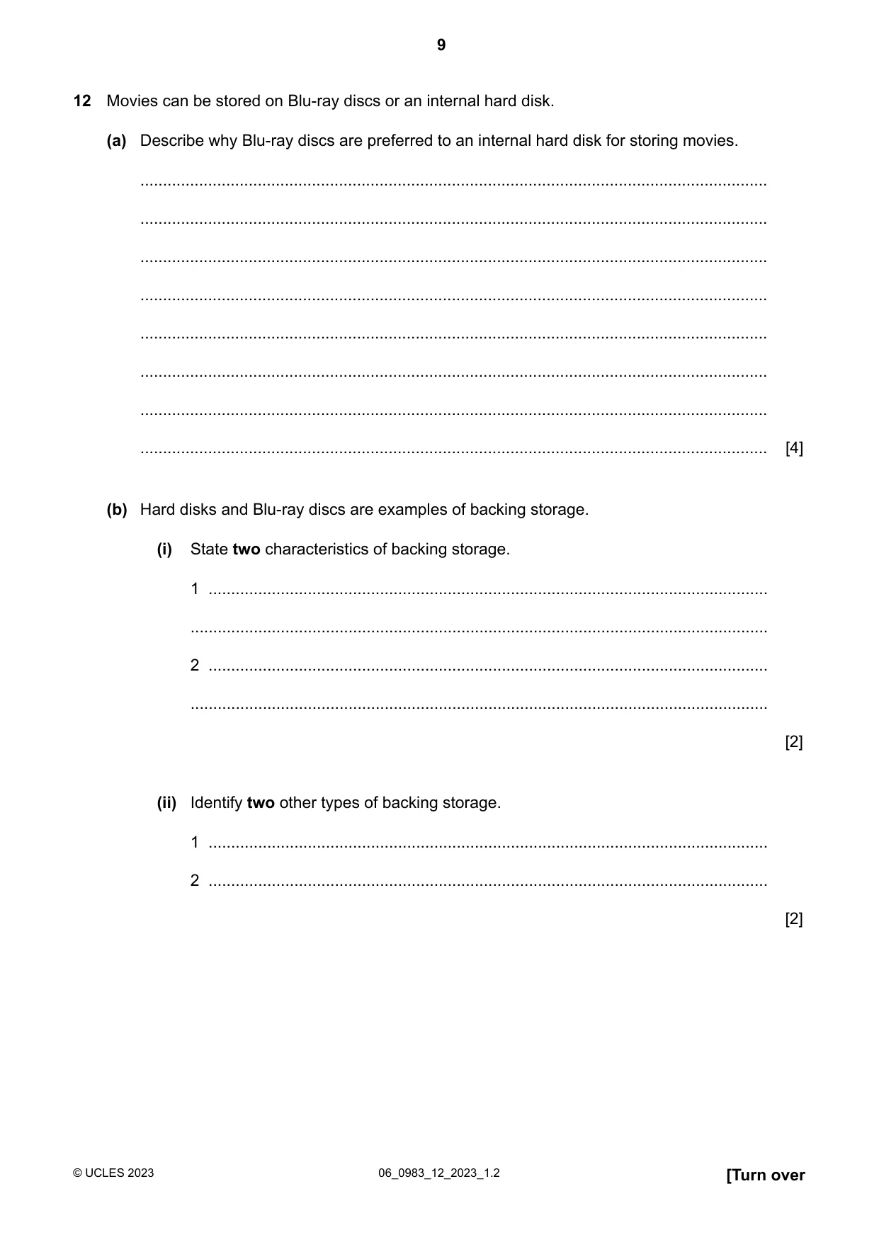 Cambridge IGCSE Information and Communication Technology (9-1) 0983 2023 May/June Paper 1 · Variant 2 question paper, page 9 of 12