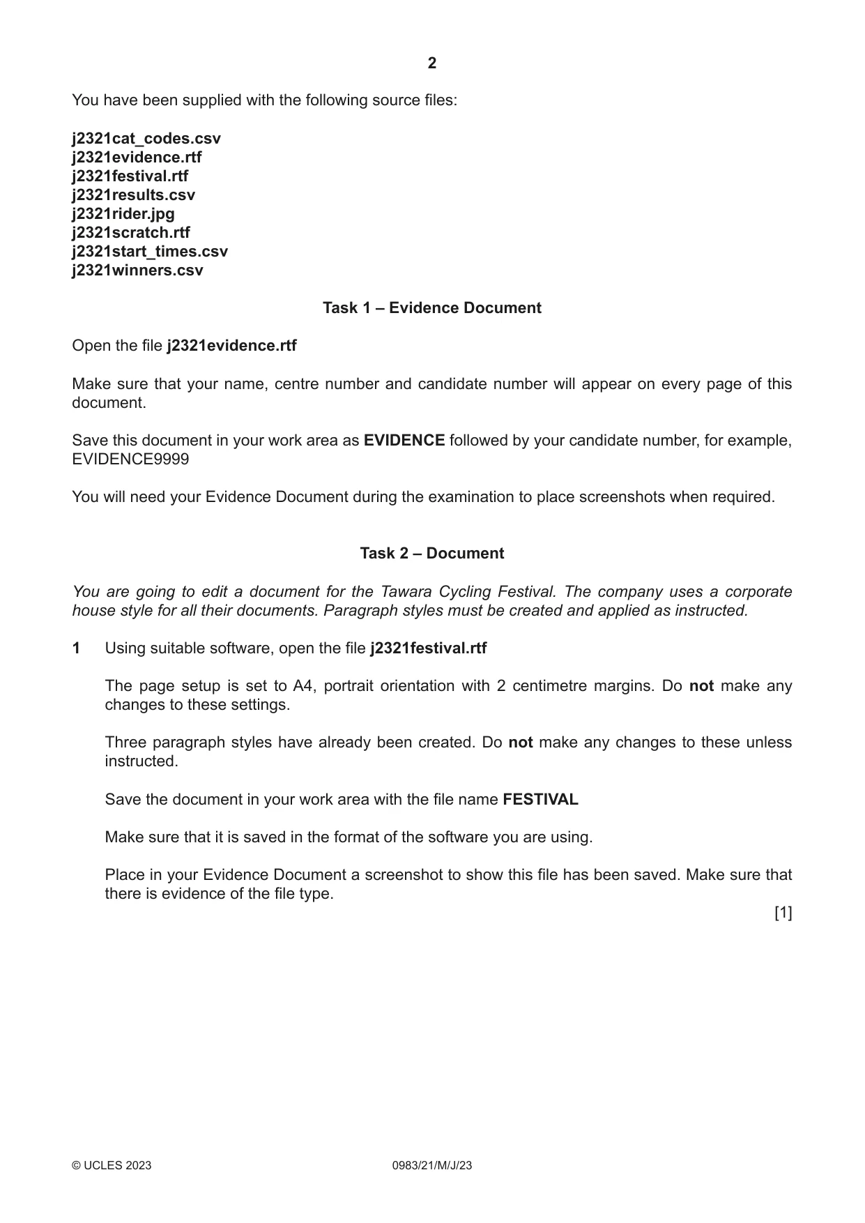 Cambridge IGCSE Information and Communication Technology (9-1) 0983 2023 May/June Paper 2 · Variant 1 question paper, page 2 of 12