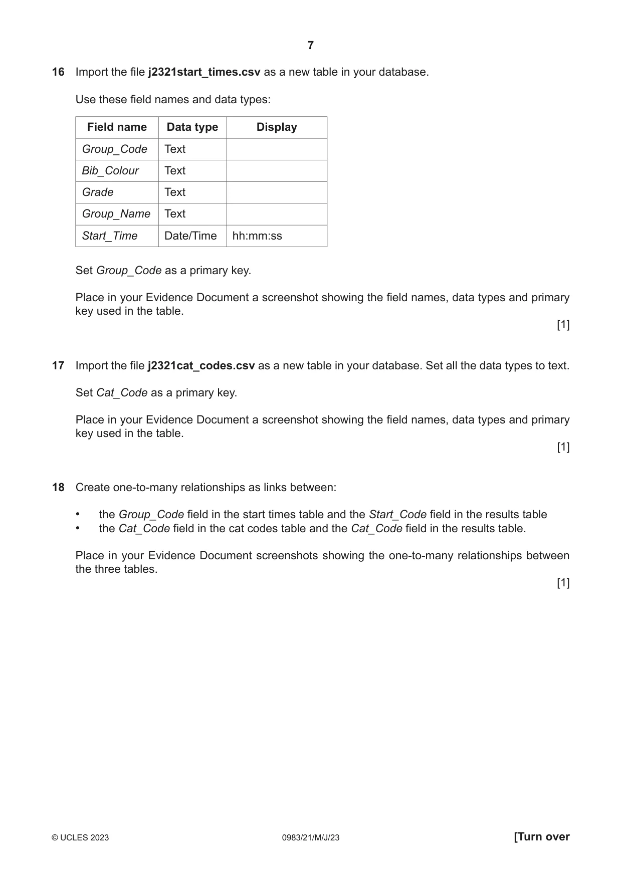 Cambridge IGCSE Information and Communication Technology (9-1) 0983 2023 May/June Paper 2 · Variant 1 question paper, page 7 of 12