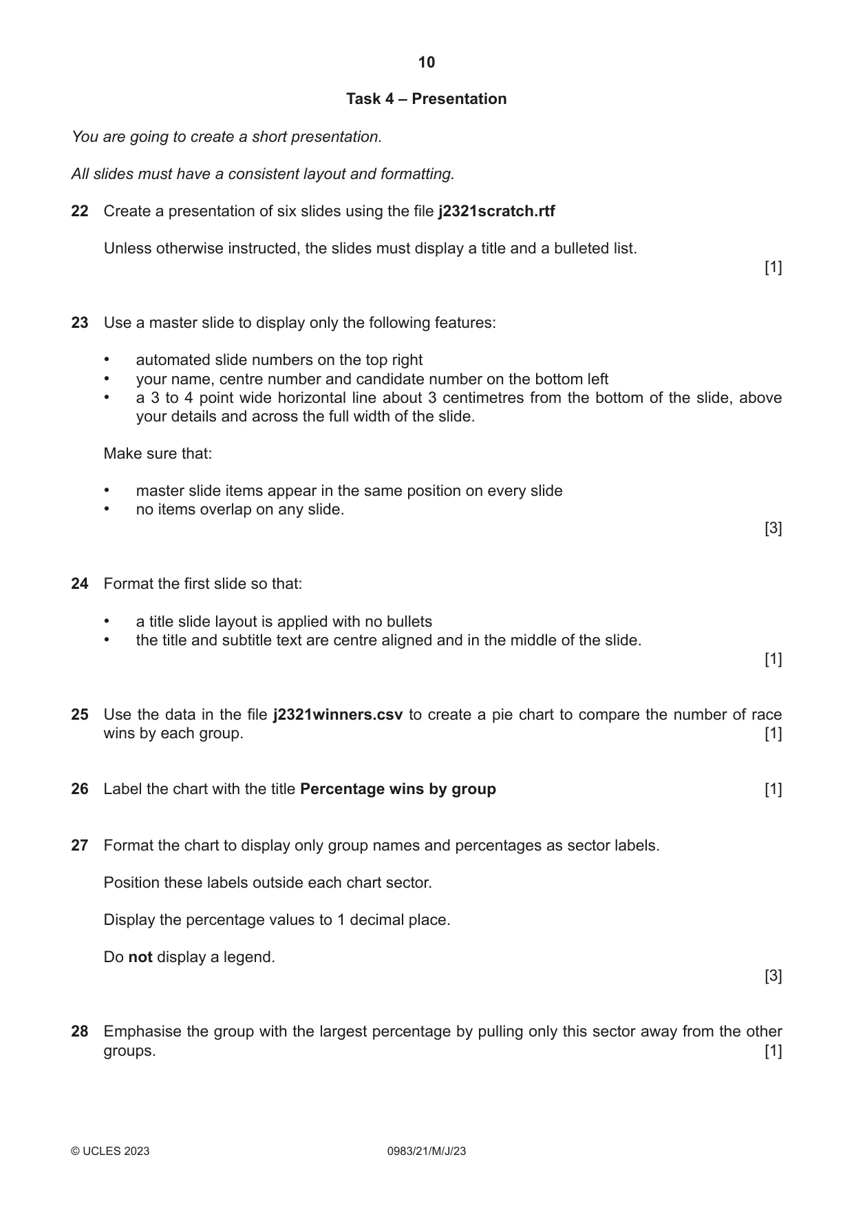 Cambridge IGCSE Information and Communication Technology (9-1) 0983 2023 May/June Paper 2 · Variant 1 question paper, page 10 of 12