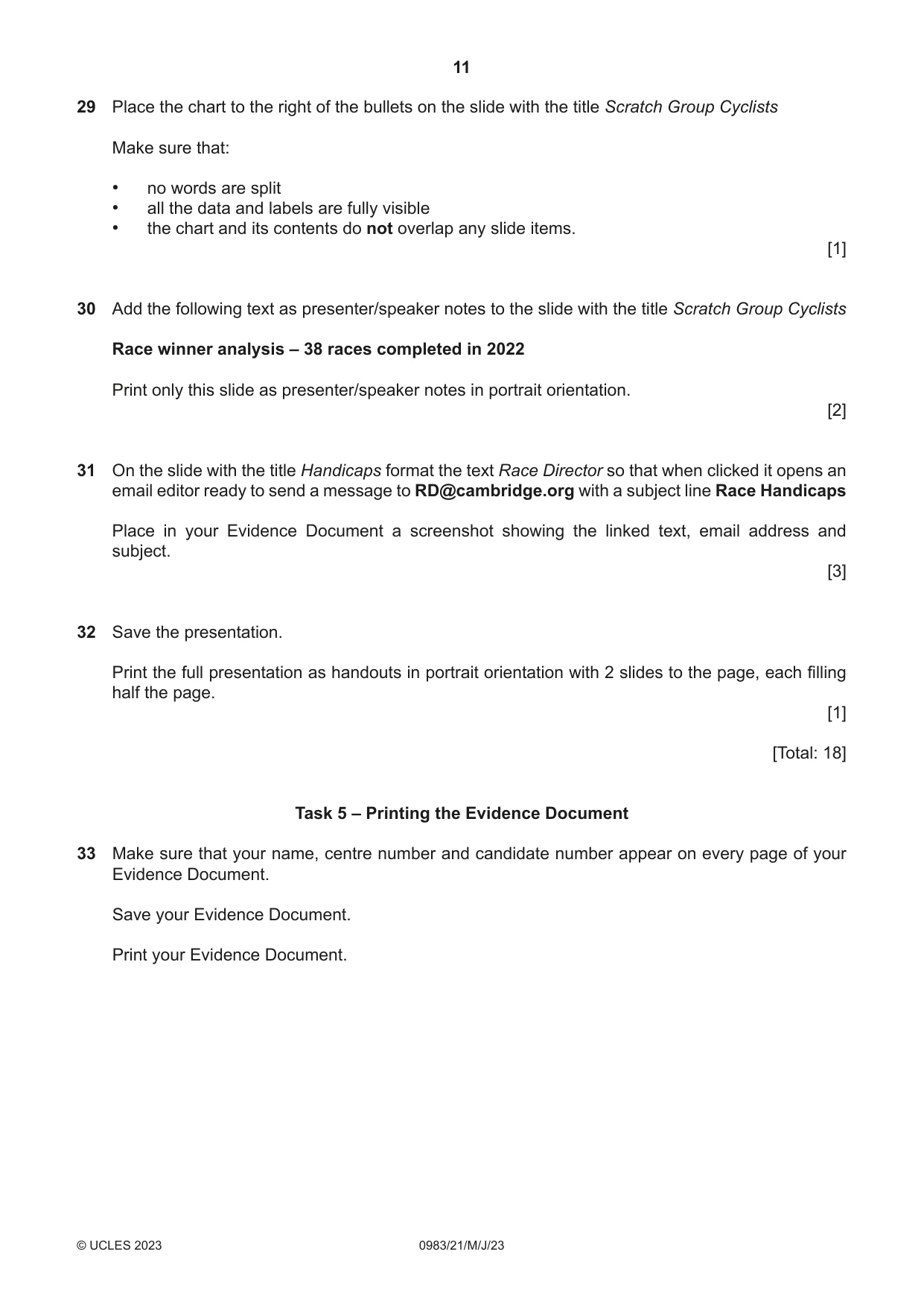 Cambridge IGCSE Information and Communication Technology (9-1) 0983 2023 May/June Paper 2 · Variant 1 question paper, page 11 of 12