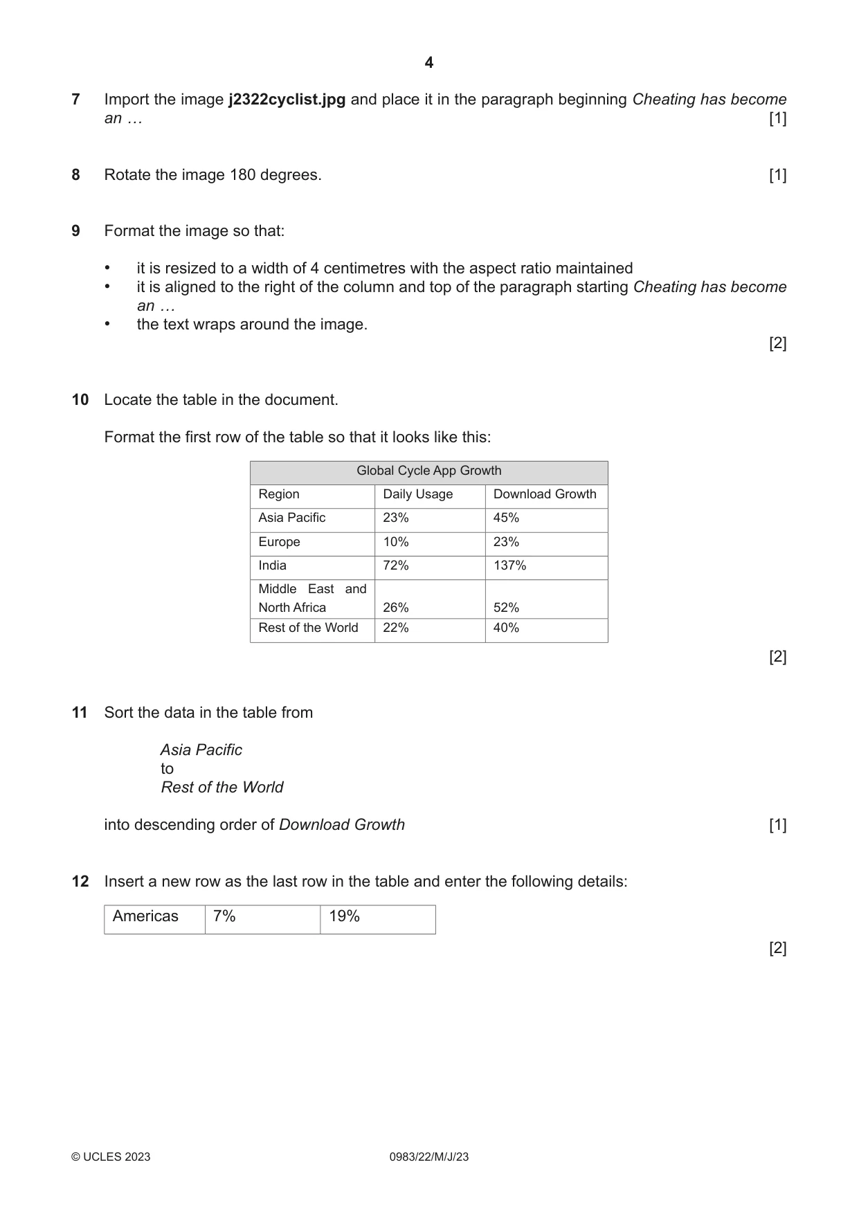 Cambridge IGCSE Information and Communication Technology (9-1) 0983 2023 May/June Paper 2 · Variant 2 question paper, page 4 of 12