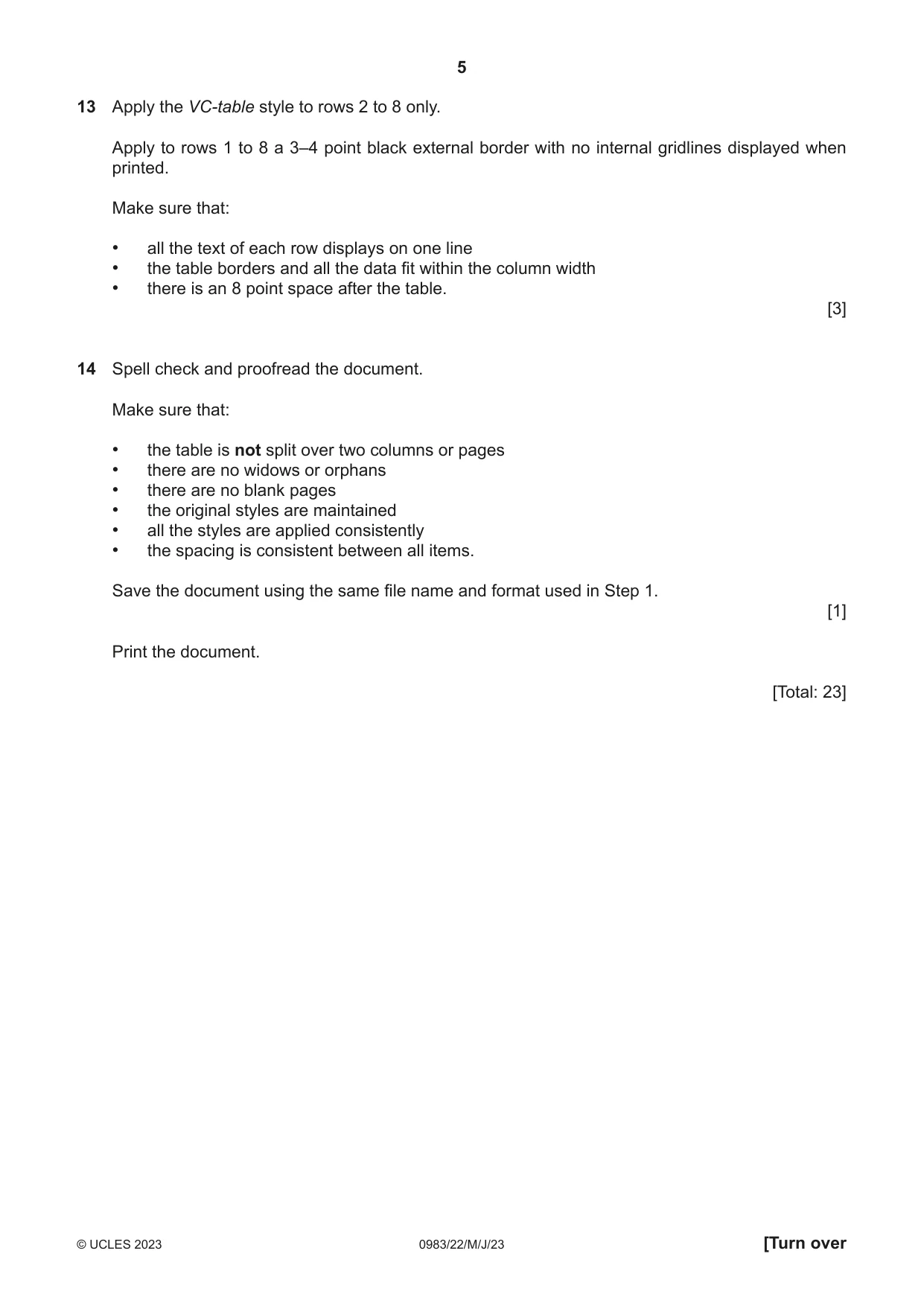 Cambridge IGCSE Information and Communication Technology (9-1) 0983 2023 May/June Paper 2 · Variant 2 question paper, page 5 of 12