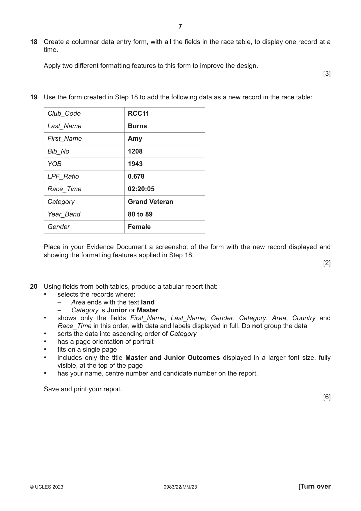 Cambridge IGCSE Information and Communication Technology (9-1) 0983 2023 May/June Paper 2 · Variant 2 question paper, page 7 of 12