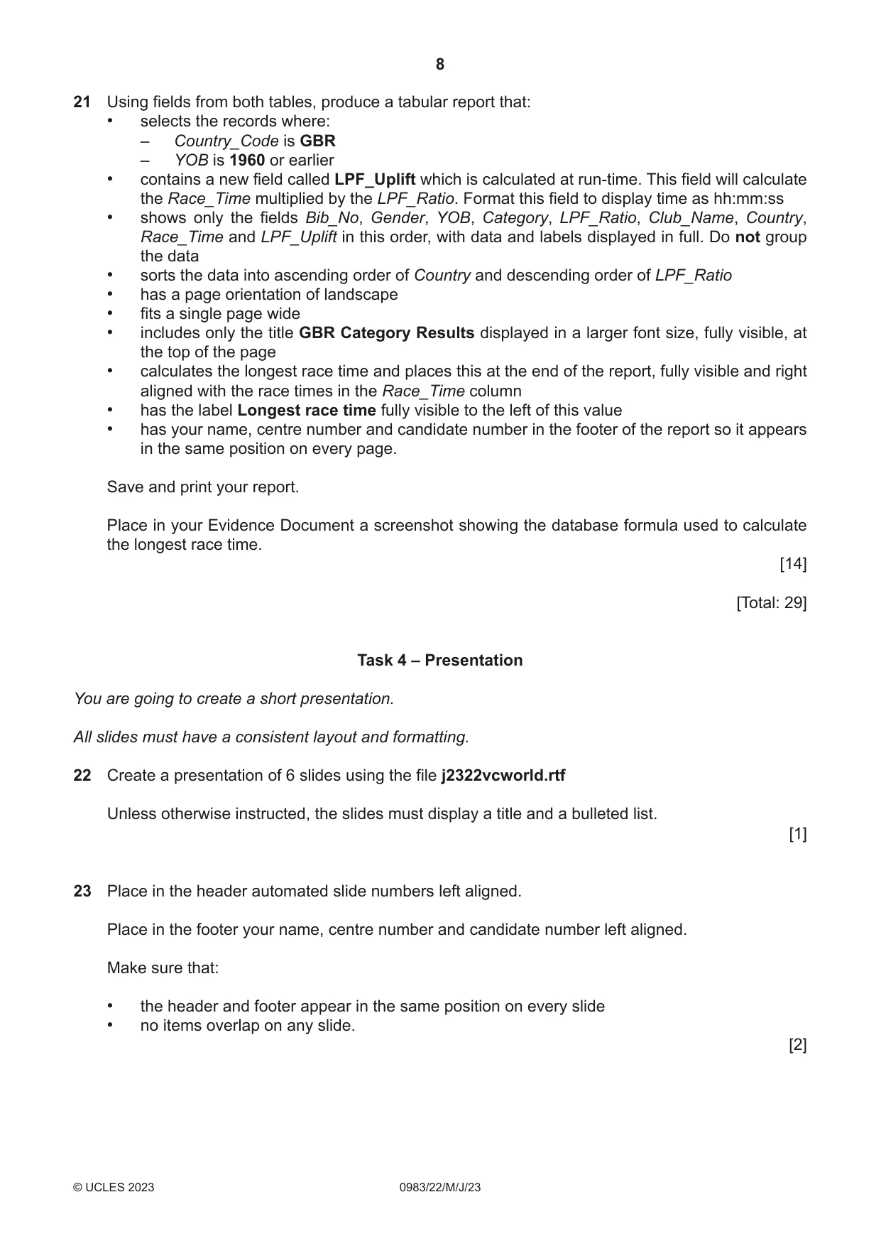 Cambridge IGCSE Information and Communication Technology (9-1) 0983 2023 May/June Paper 2 · Variant 2 question paper, page 8 of 12