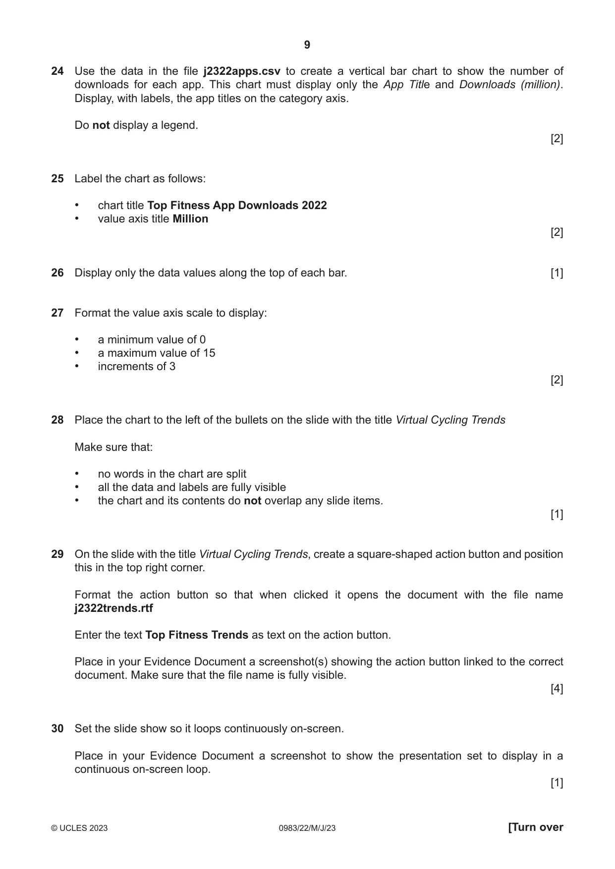 Cambridge IGCSE Information and Communication Technology (9-1) 0983 2023 May/June Paper 2 · Variant 2 question paper, page 9 of 12