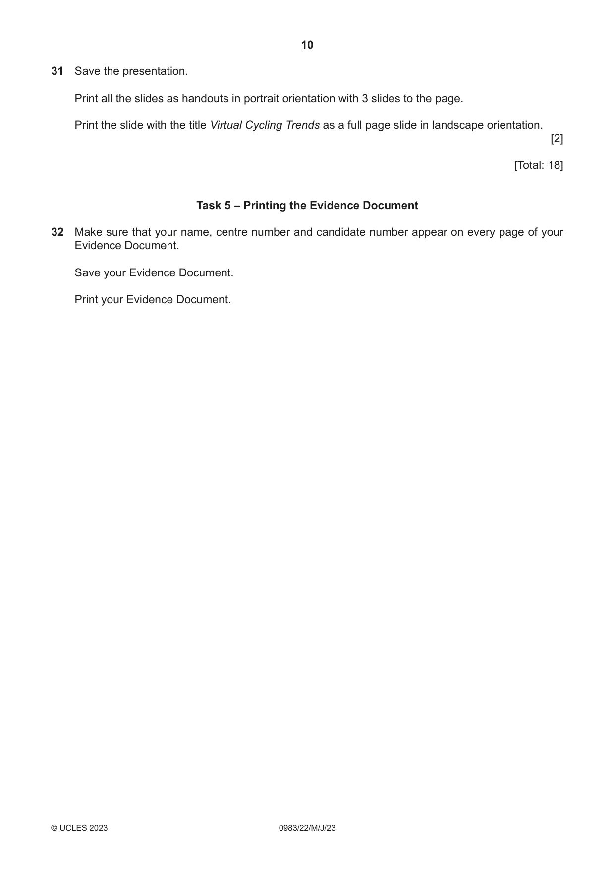 Cambridge IGCSE Information and Communication Technology (9-1) 0983 2023 May/June Paper 2 · Variant 2 question paper, page 10 of 12