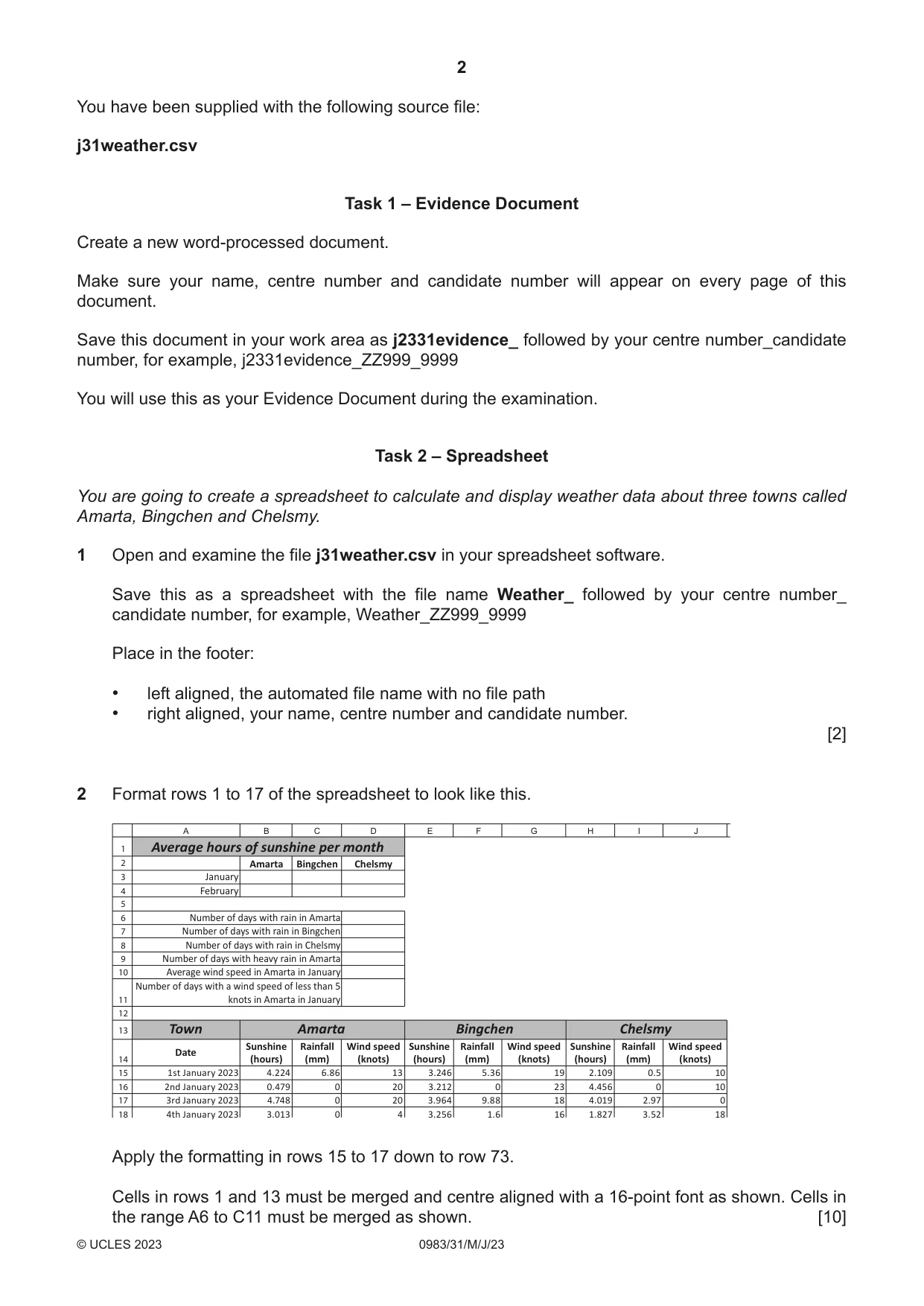 Cambridge IGCSE Information and Communication Technology (9-1) 0983 2023 May/June Paper 3 · Variant 1 question paper, page 2 of 8