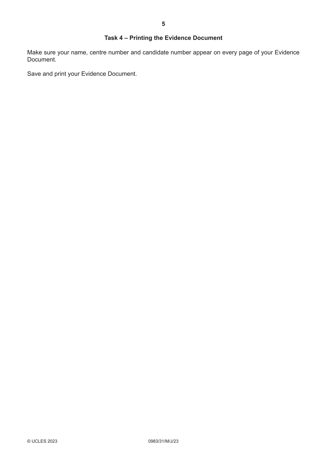 Cambridge IGCSE Information and Communication Technology (9-1) 0983 2023 May/June Paper 3 · Variant 1 question paper, page 5 of 8