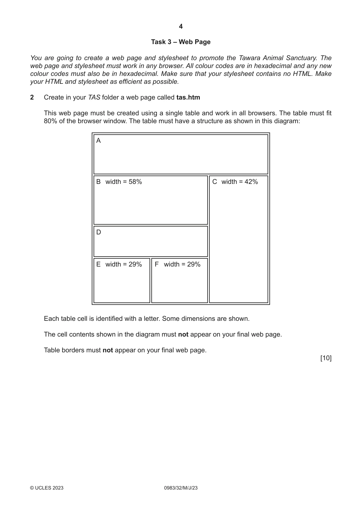 Cambridge IGCSE Information and Communication Technology (9-1) 0983 2023 May/June Paper 3 · Variant 2 question paper, page 4 of 8