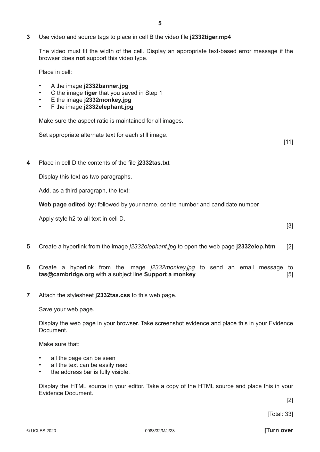 Cambridge IGCSE Information and Communication Technology (9-1) 0983 2023 May/June Paper 3 · Variant 2 question paper, page 5 of 8
