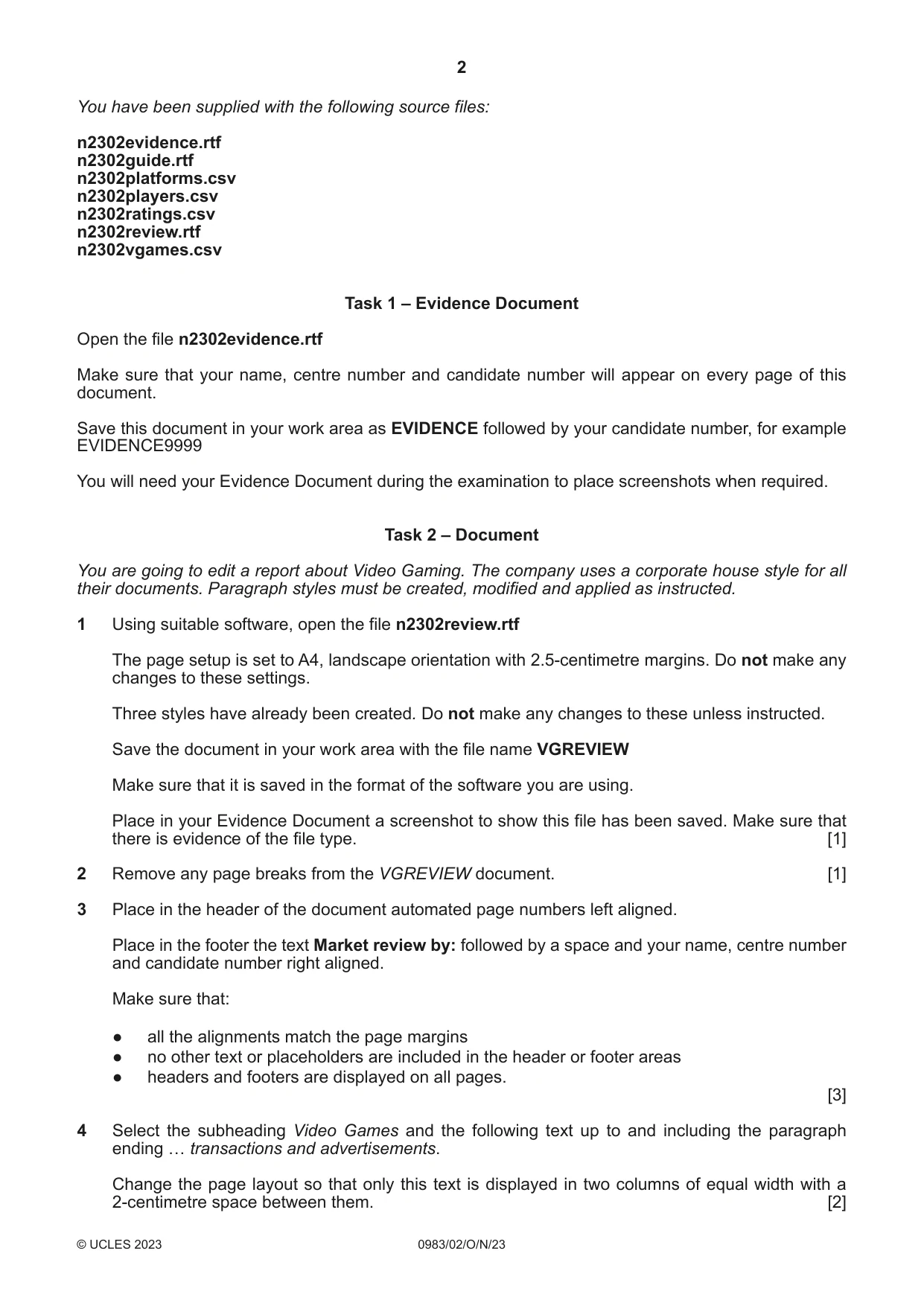 Cambridge IGCSE Information and Communication Technology (9-1) 0983 2023 Oct/Nov Paper 2 · Variant 0 question paper, page 2 of 12