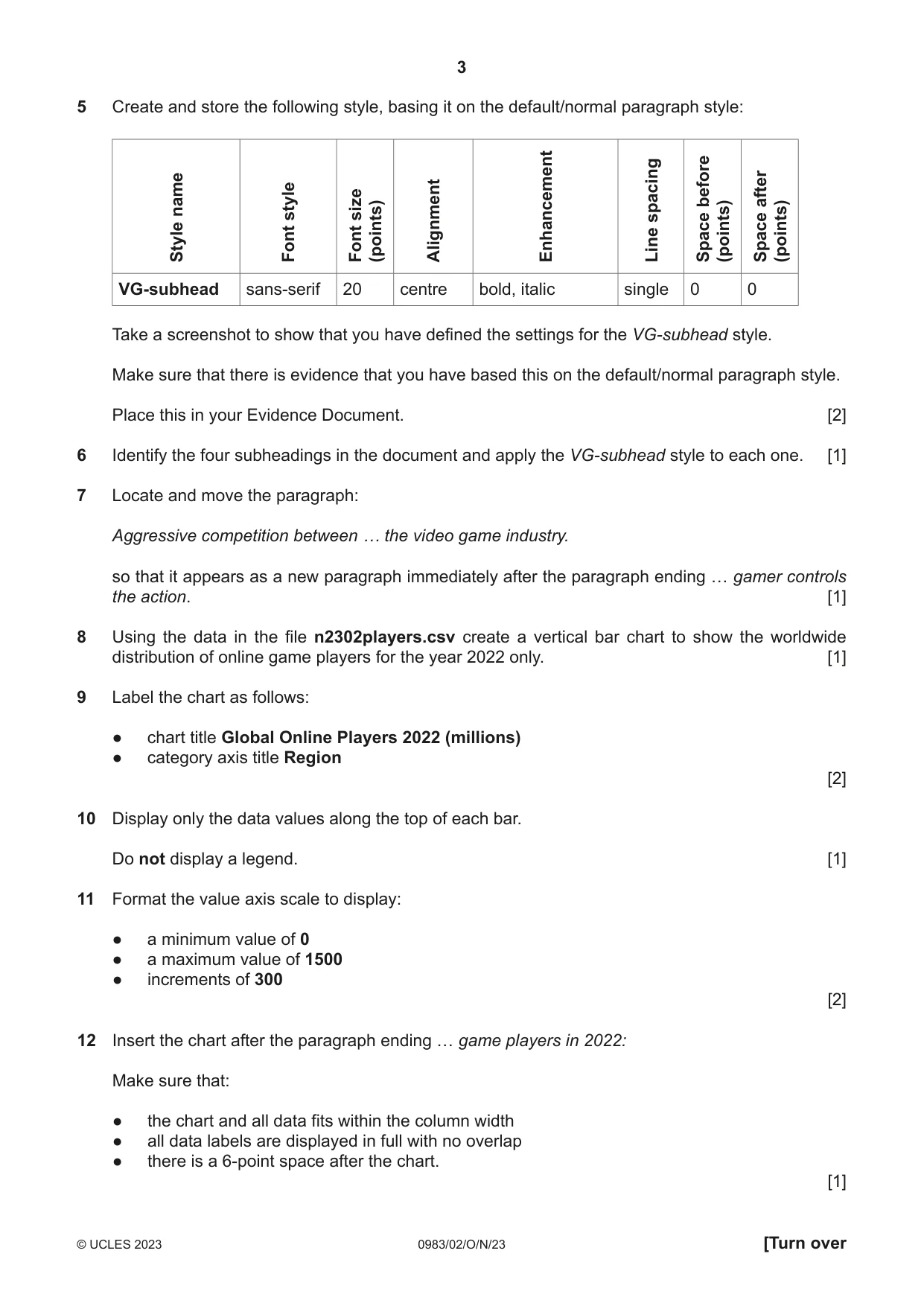 Cambridge IGCSE Information and Communication Technology (9-1) 0983 2023 Oct/Nov Paper 2 · Variant 0 question paper, page 3 of 12