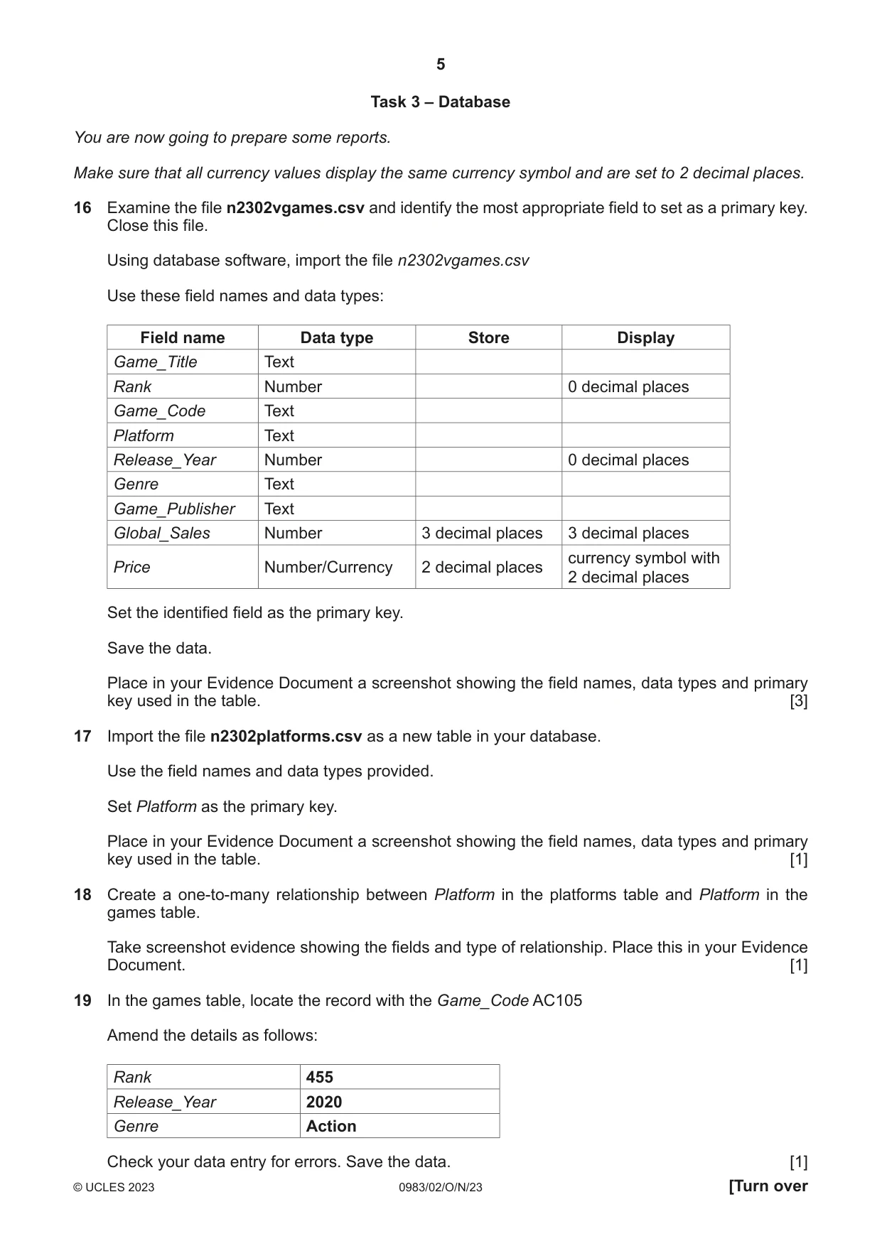 Cambridge IGCSE Information and Communication Technology (9-1) 0983 2023 Oct/Nov Paper 2 · Variant 0 question paper, page 5 of 12