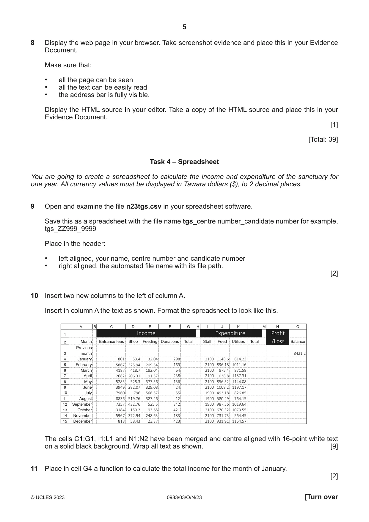 Cambridge IGCSE Information and Communication Technology (9-1) 0983 2023 Oct/Nov Paper 3 · Variant 0 question paper, page 5 of 8