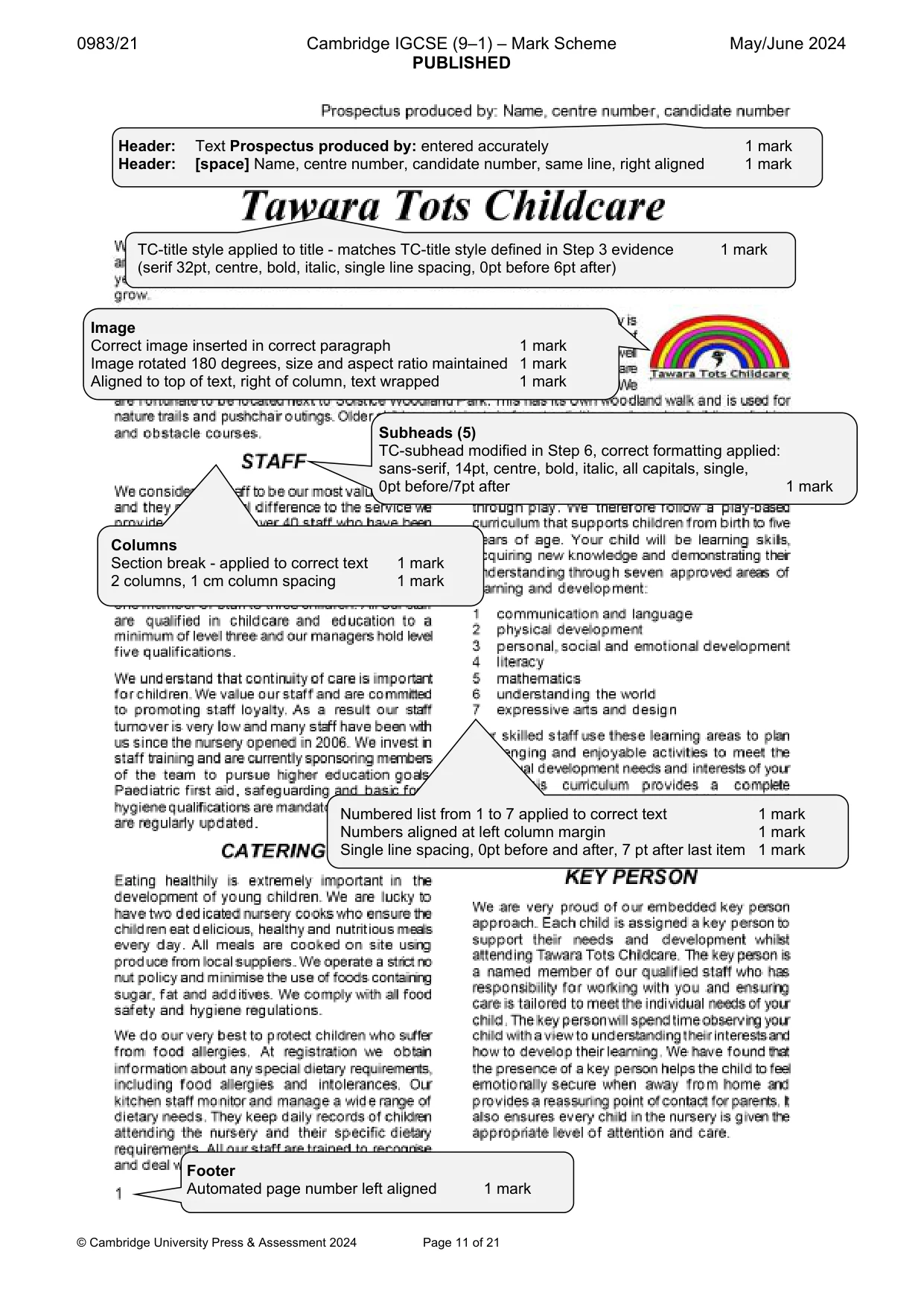 Mark scheme, page 11 of 21